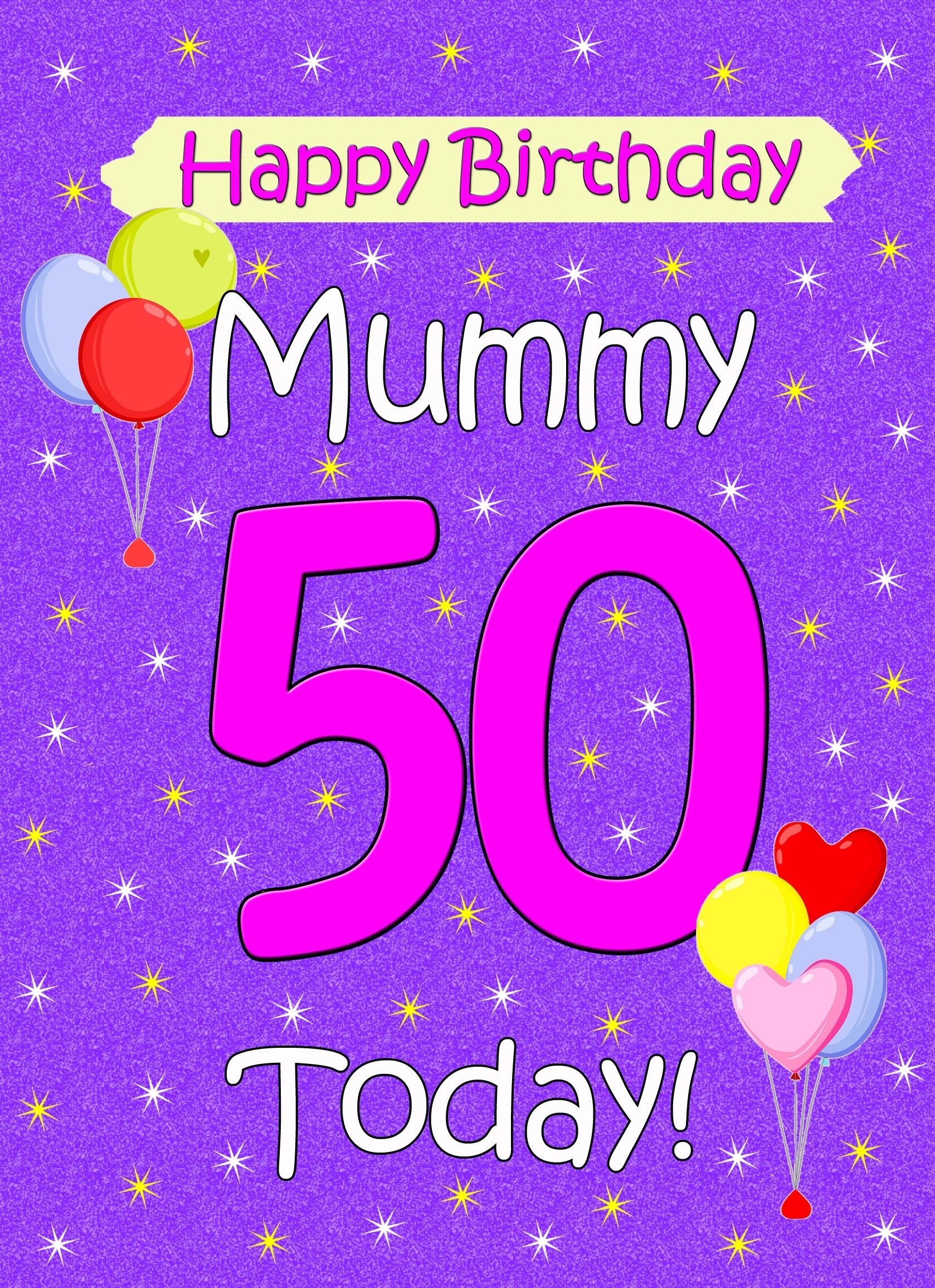 Mummy 50th Birthday Card (Lilac)