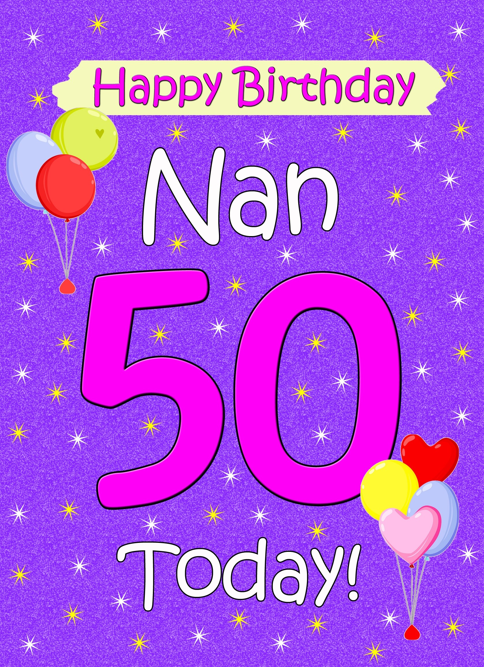 Nan 50th Birthday Card (Lilac)