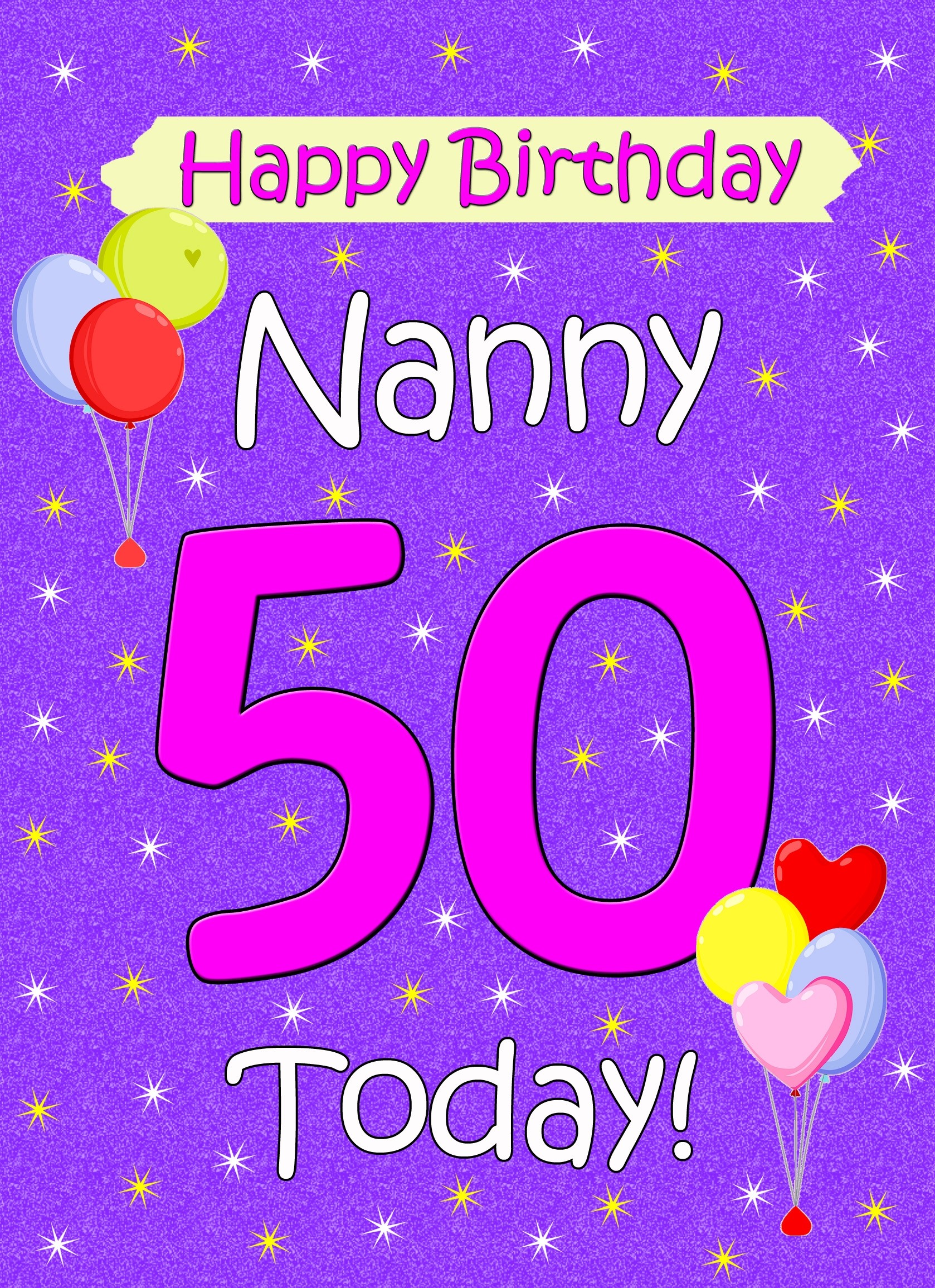 Nanny 50th Birthday Card (Lilac)