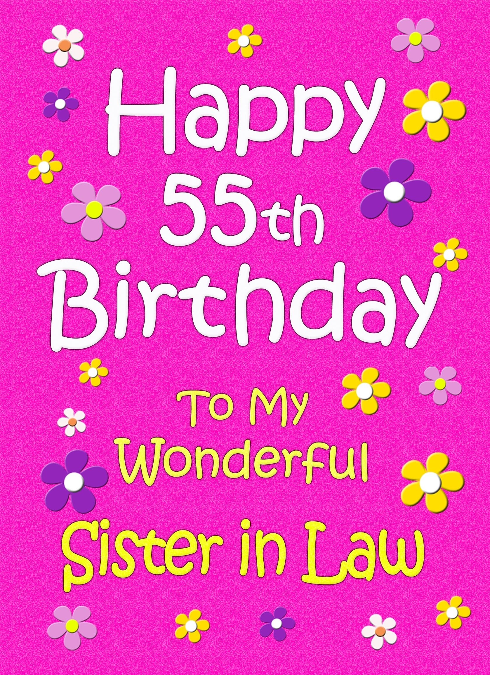 Sister in Law 55th Birthday Card (Pink)