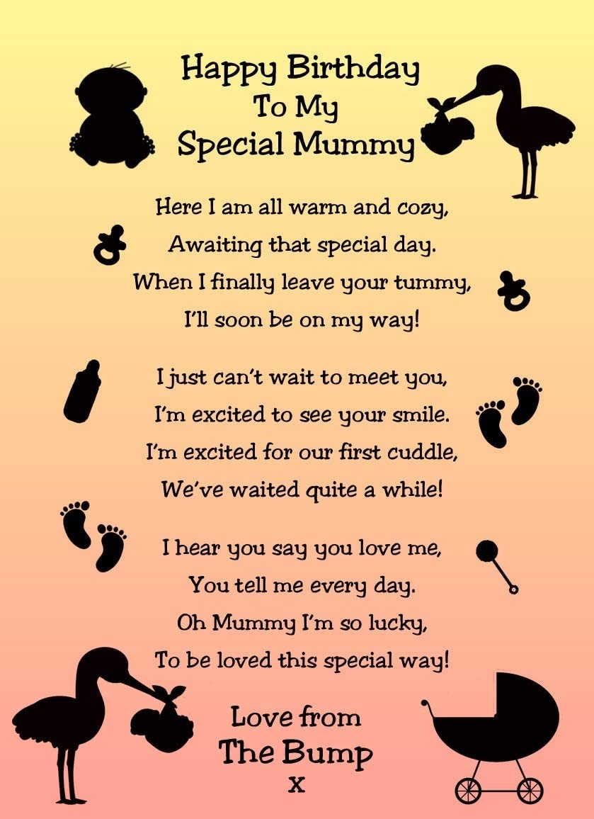 from The Bump Poem Verse 'to My Special Mummy' Baby Peach Birthday Card