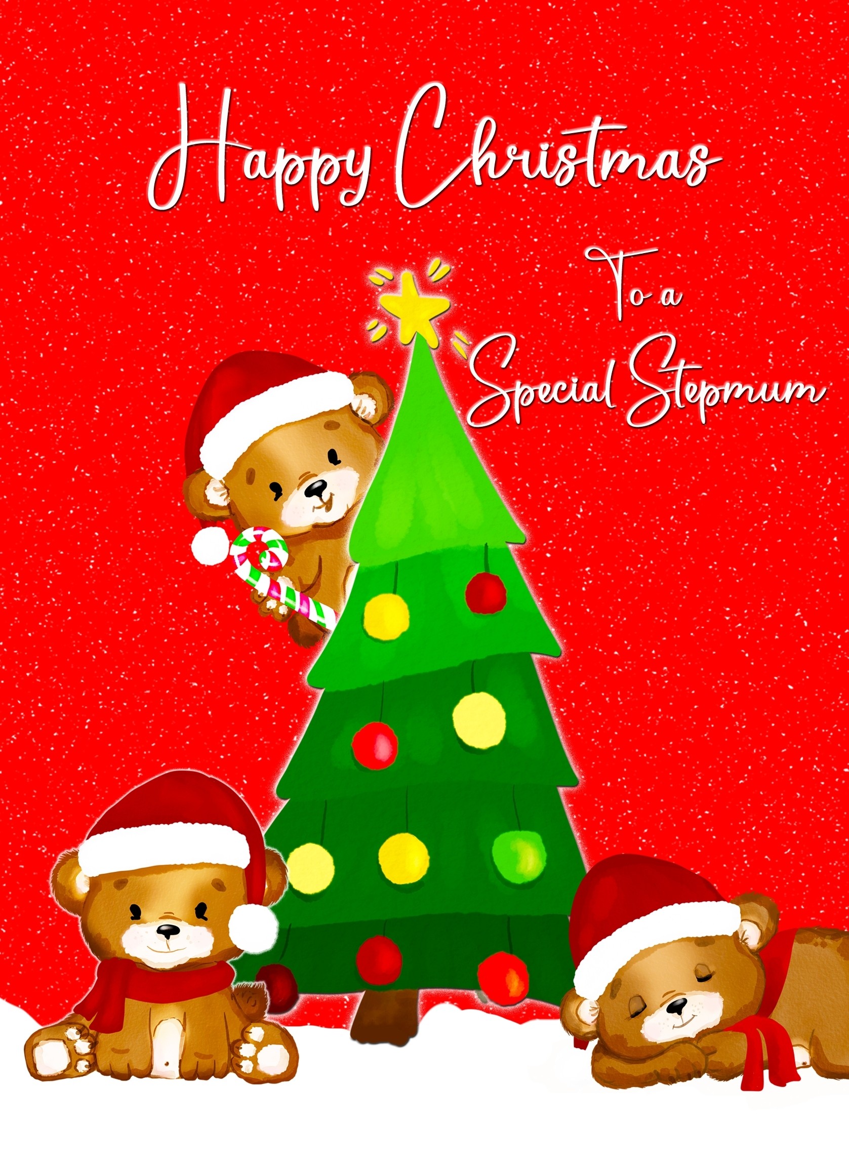 Christmas Card For Stepmum (Red Christmas Tree)