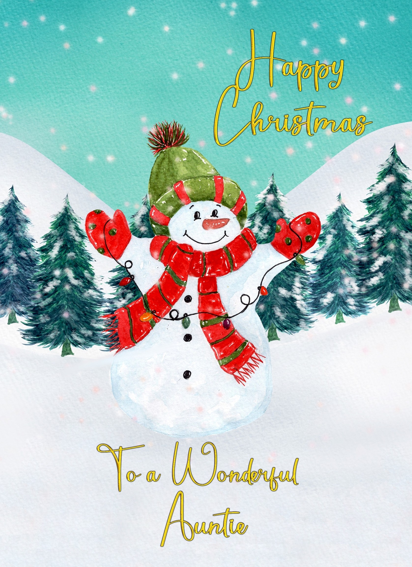 Christmas Card For Auntie (Snowman)