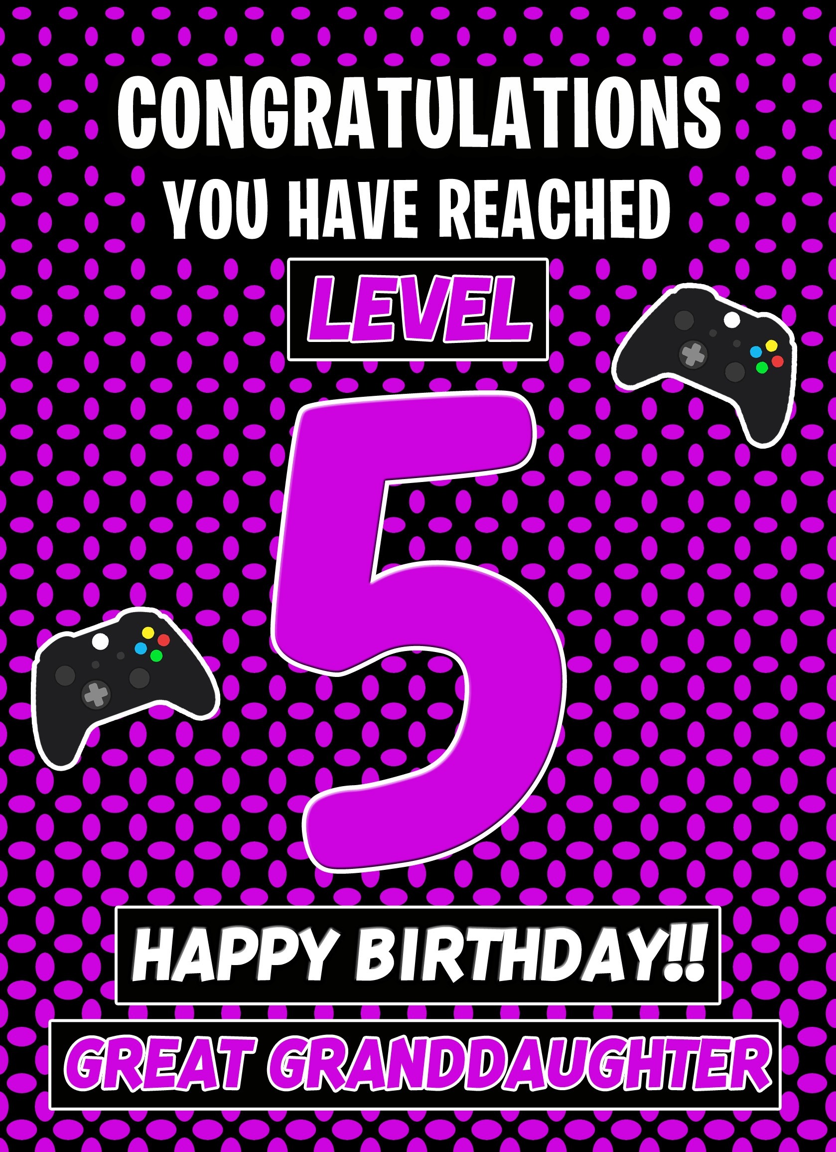Great Granddaughter 5th Birthday Card (Level Up Gamer)