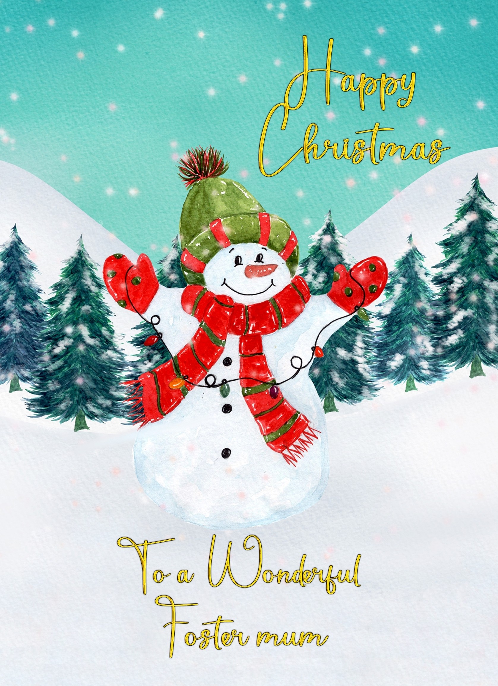 Christmas Card For Foster Mum (Snowman)