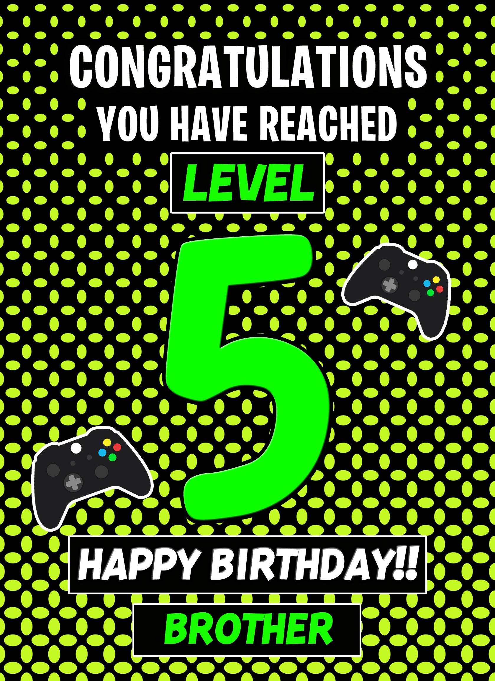 Brother 5th Birthday Card (Level Up Gamer)