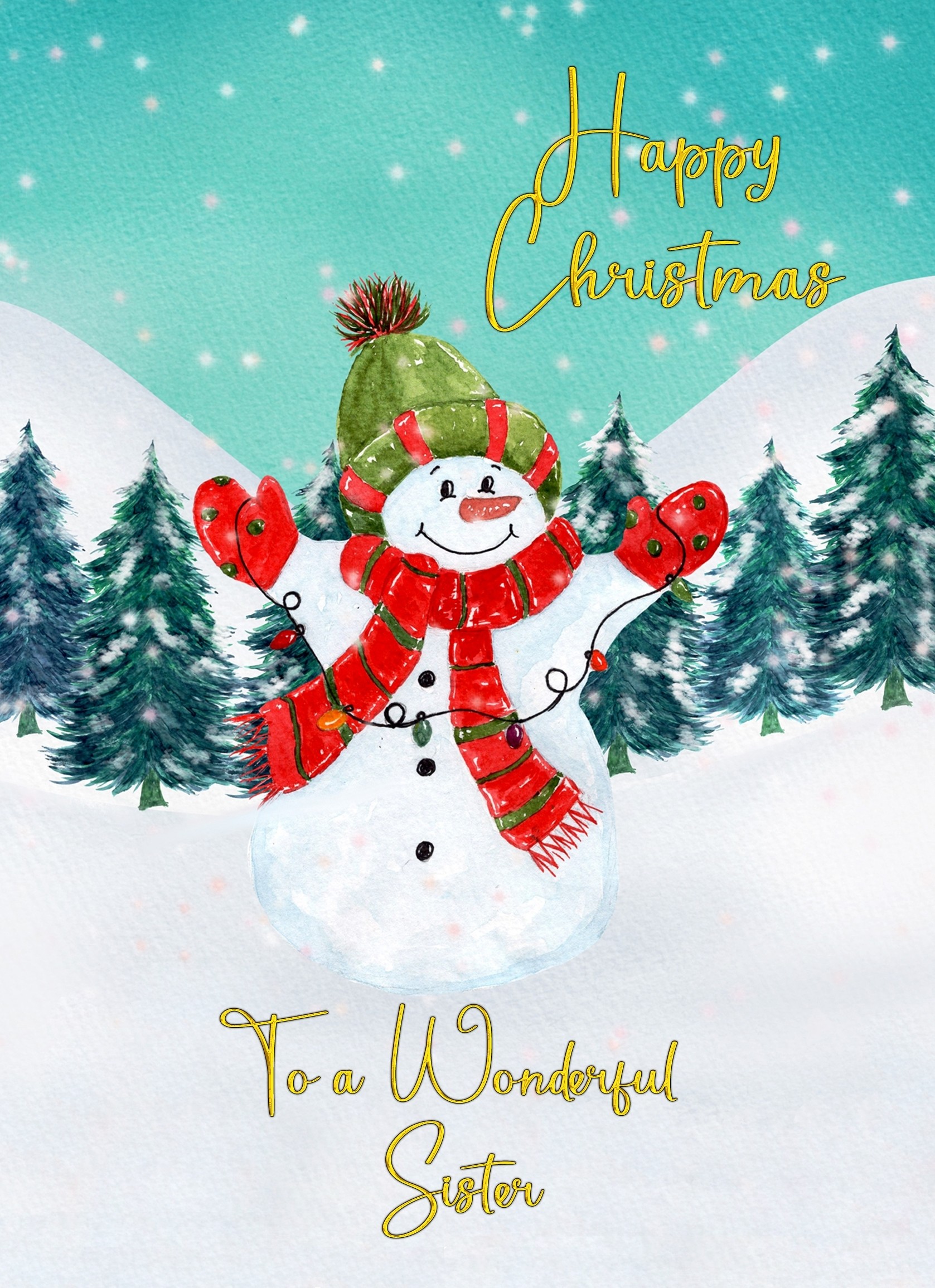 Christmas Card For Sister (Snowman)
