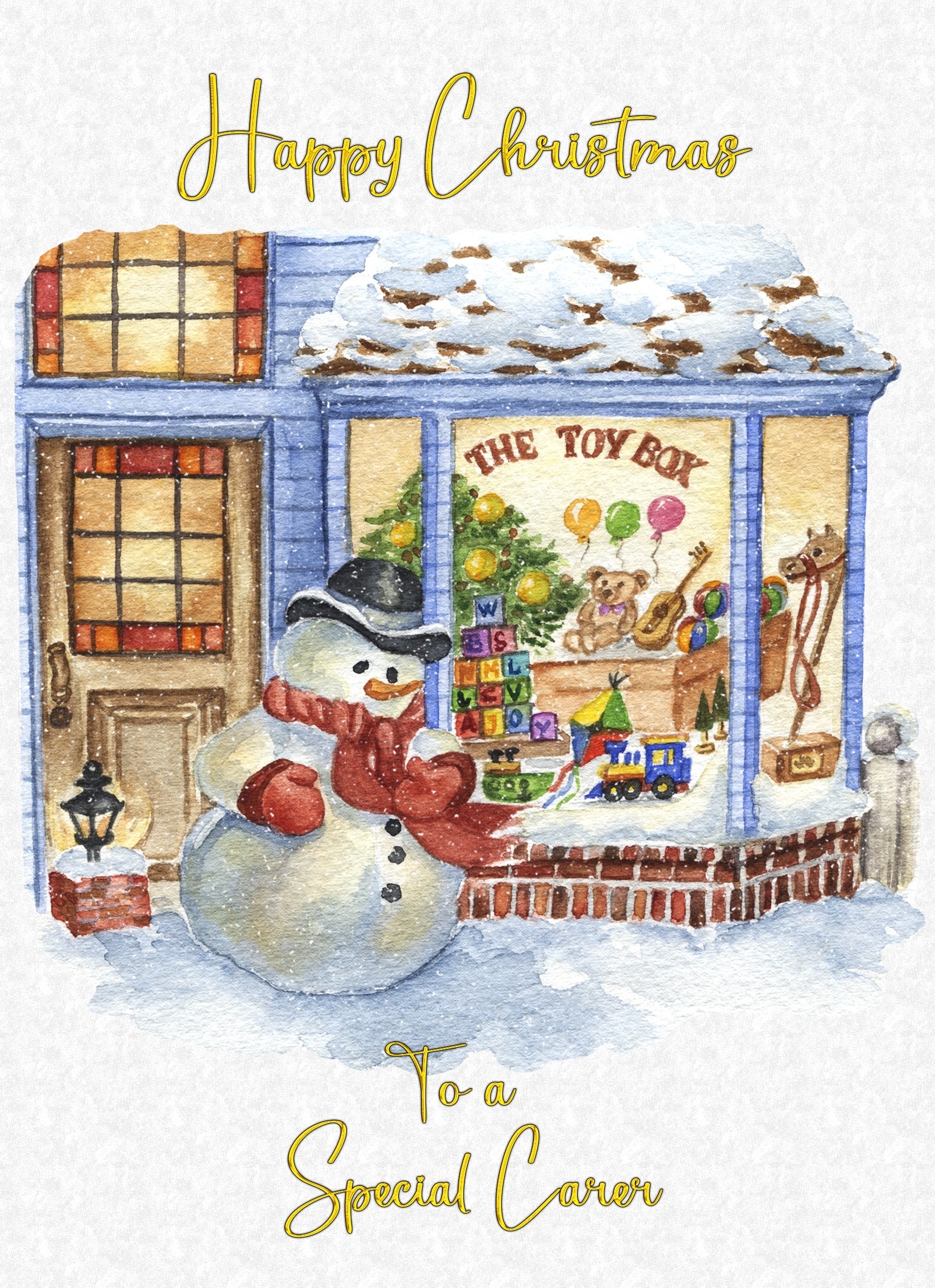 Christmas Card For Carer (White Snowman)
