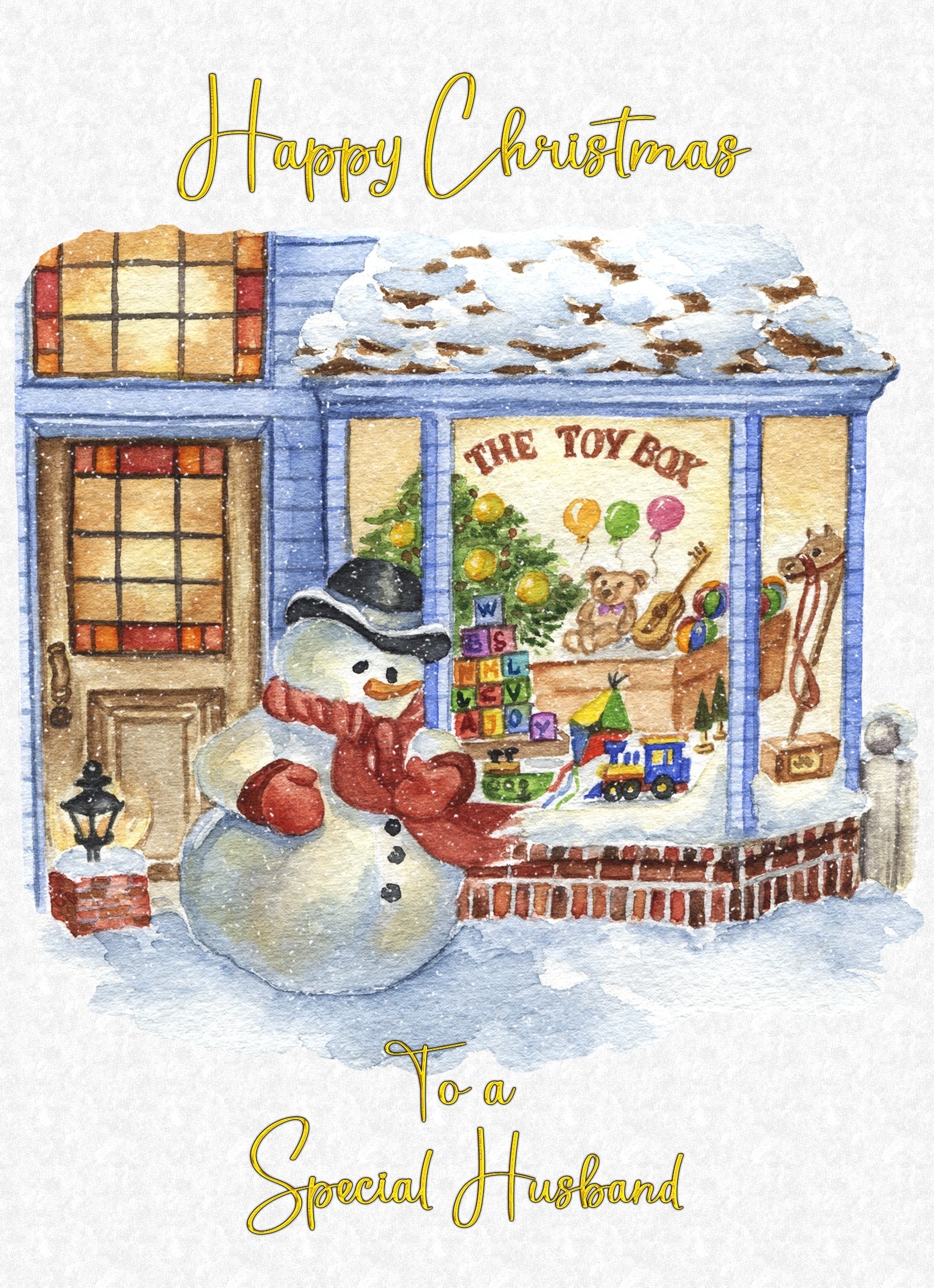 Christmas Card For Husband (White Snowman)
