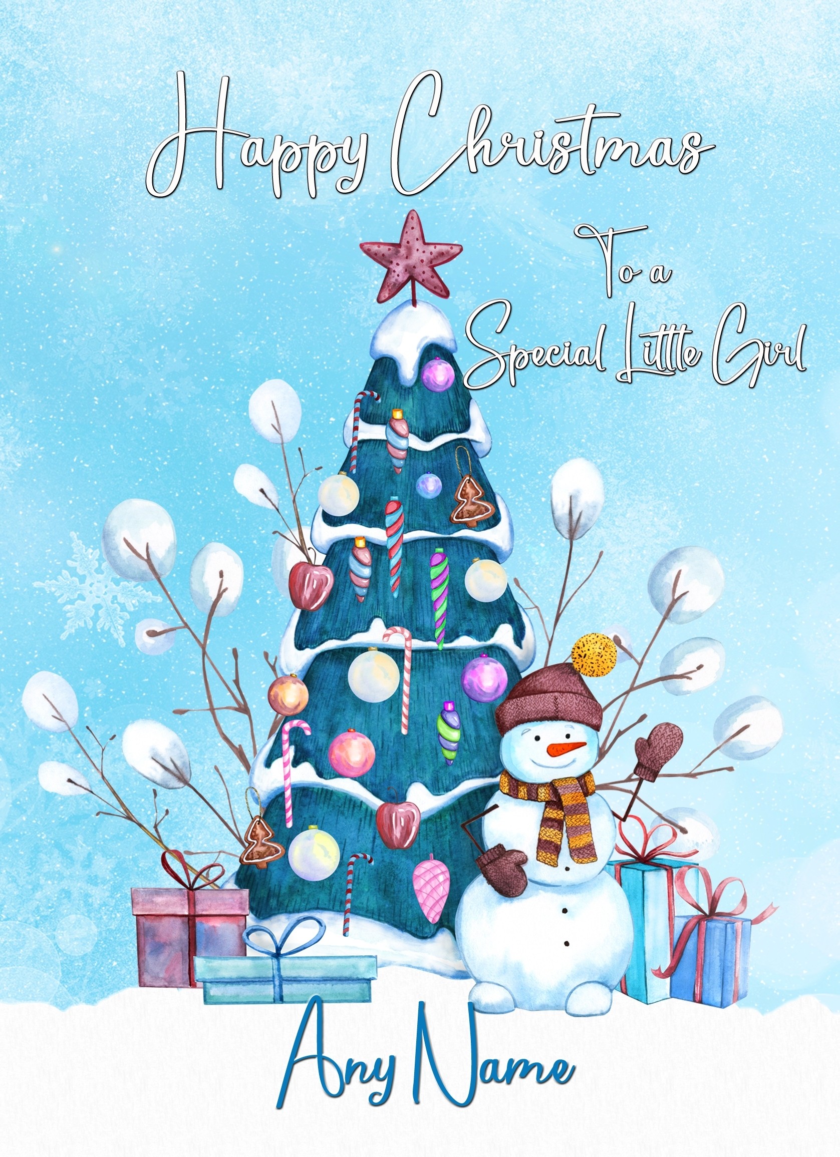 Personalised Christmas Card (Blue Christmas Tree)