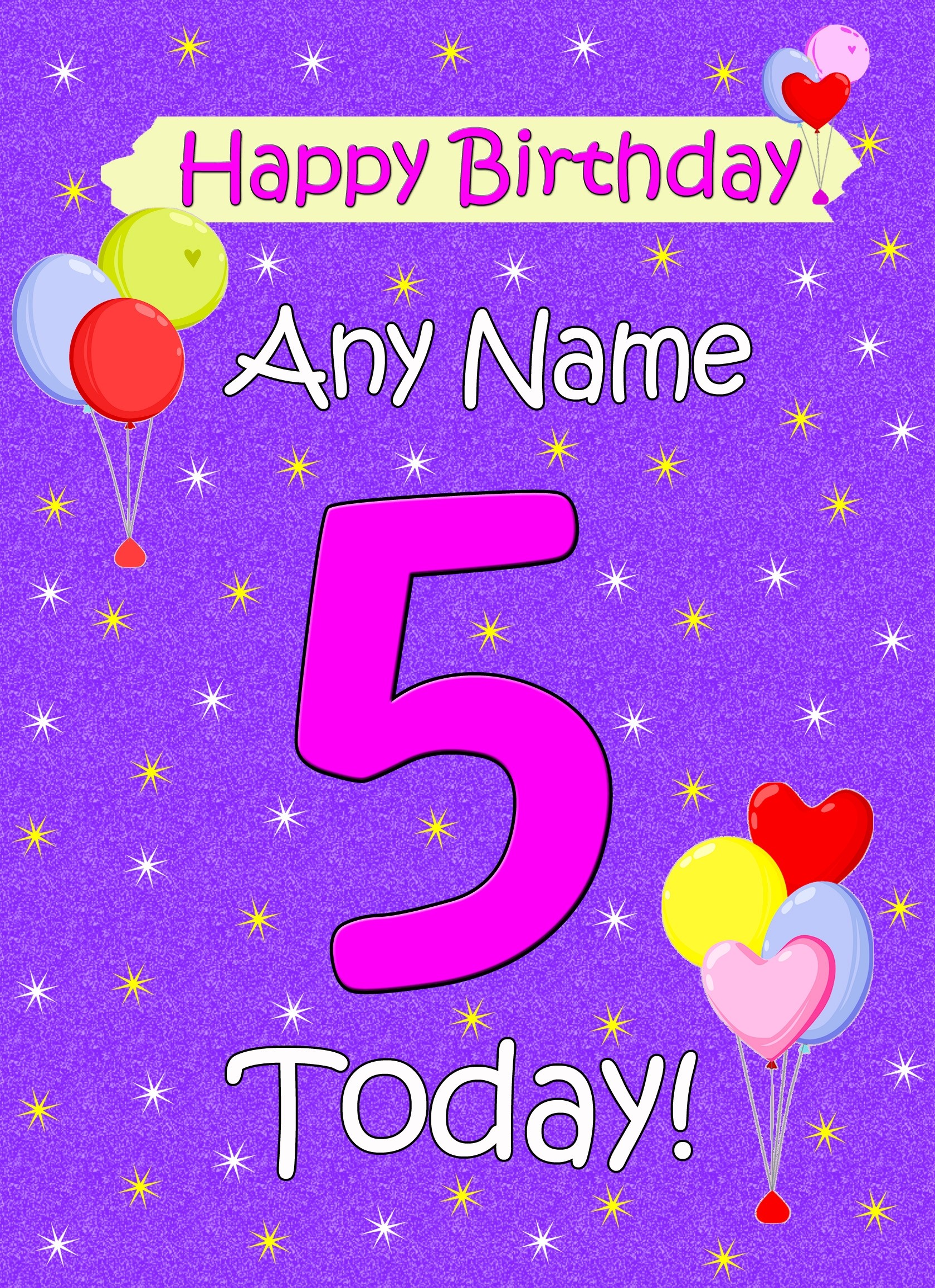 Personalised 5th Birthday Card (Lilac)