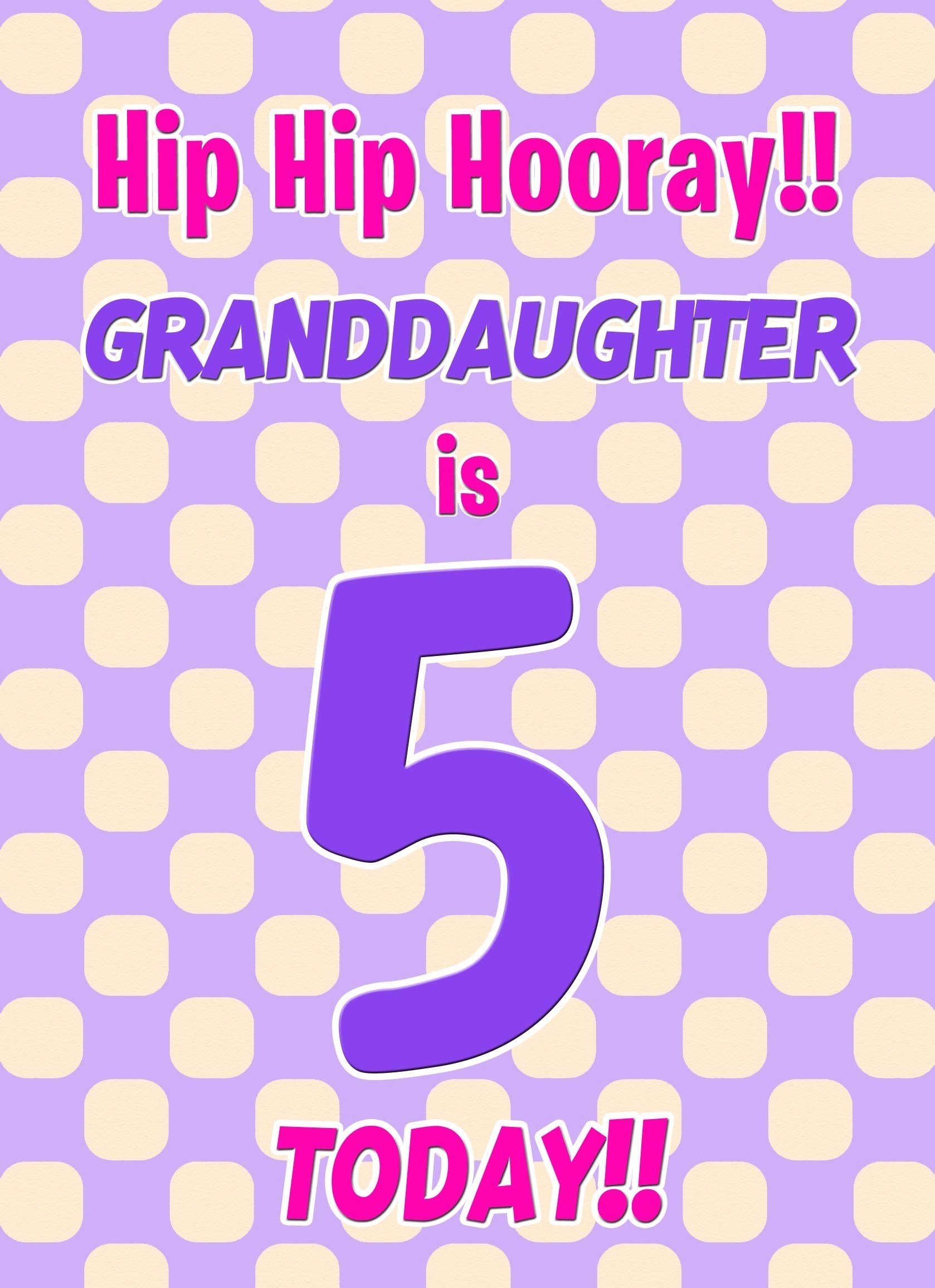 Granddaughter 5th Birthday Card (Purple Spots)