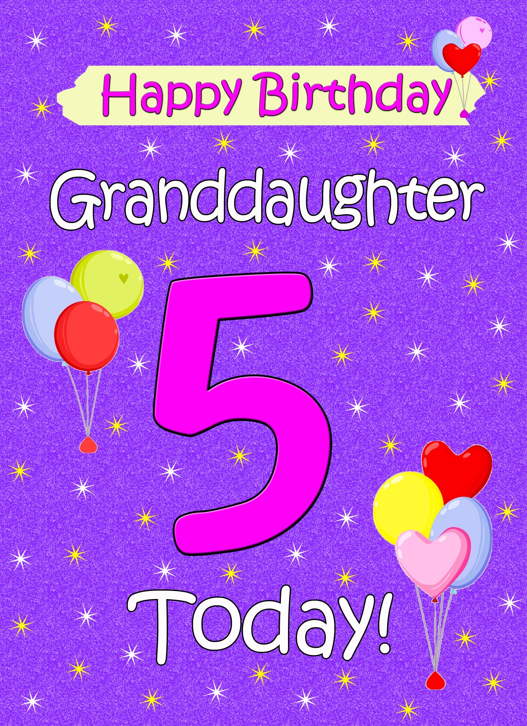 Granddaughter 5th Birthday Card (Lilac)