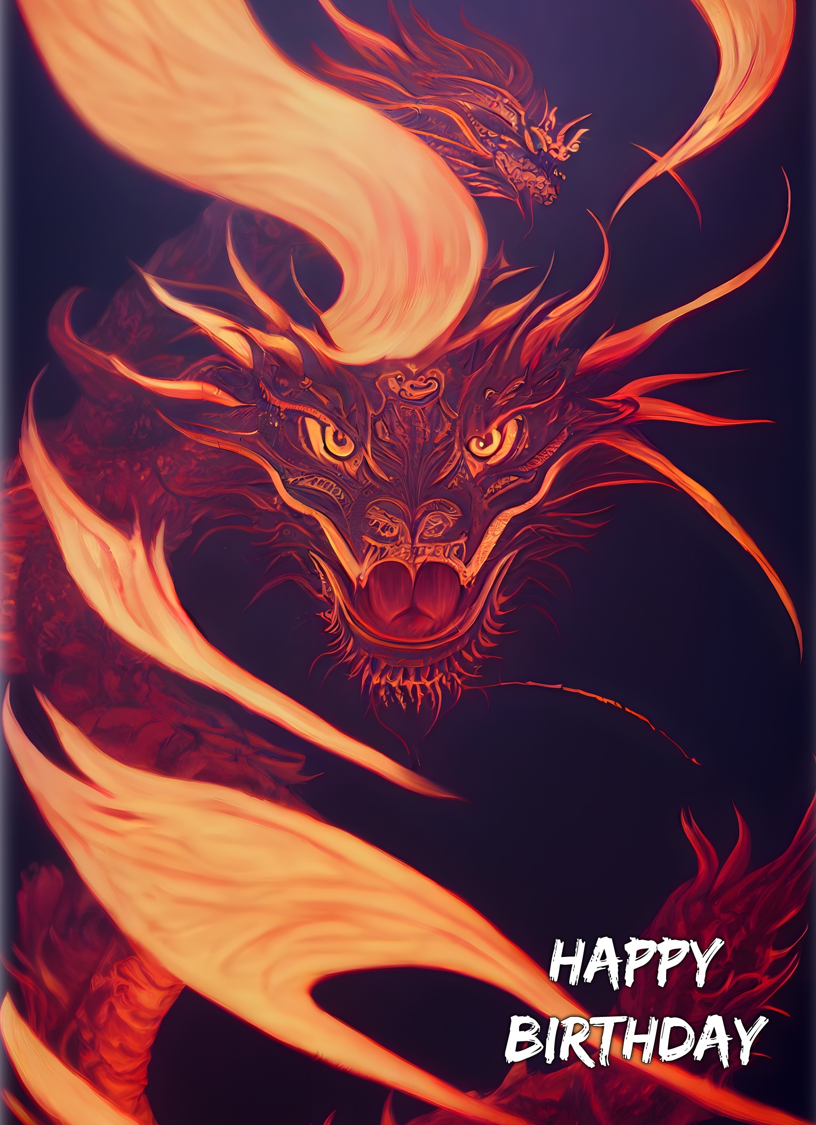 Fantasy Dragon Birthday Card (Red)
