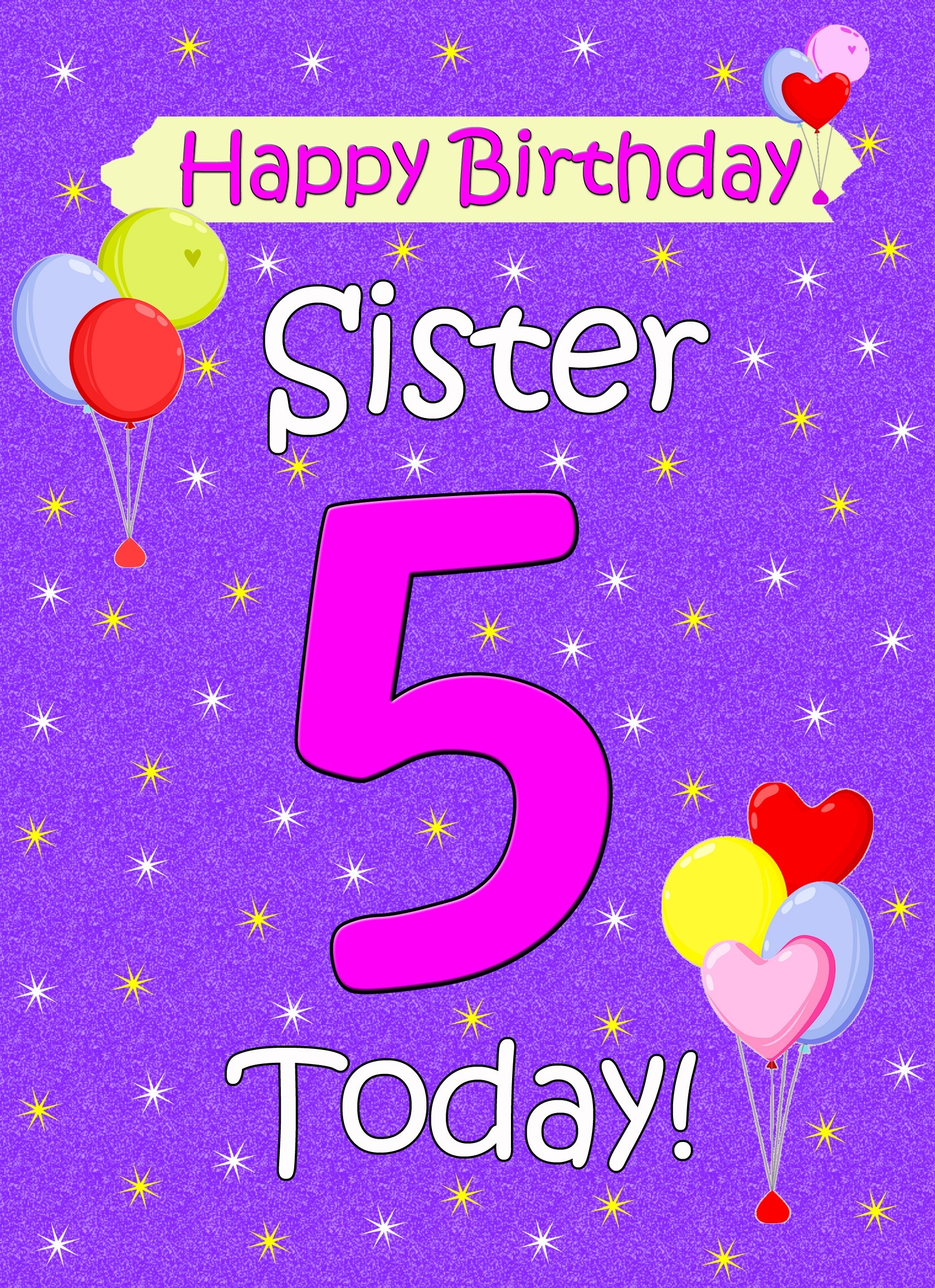 Sister 5th Birthday Card (Lilac)