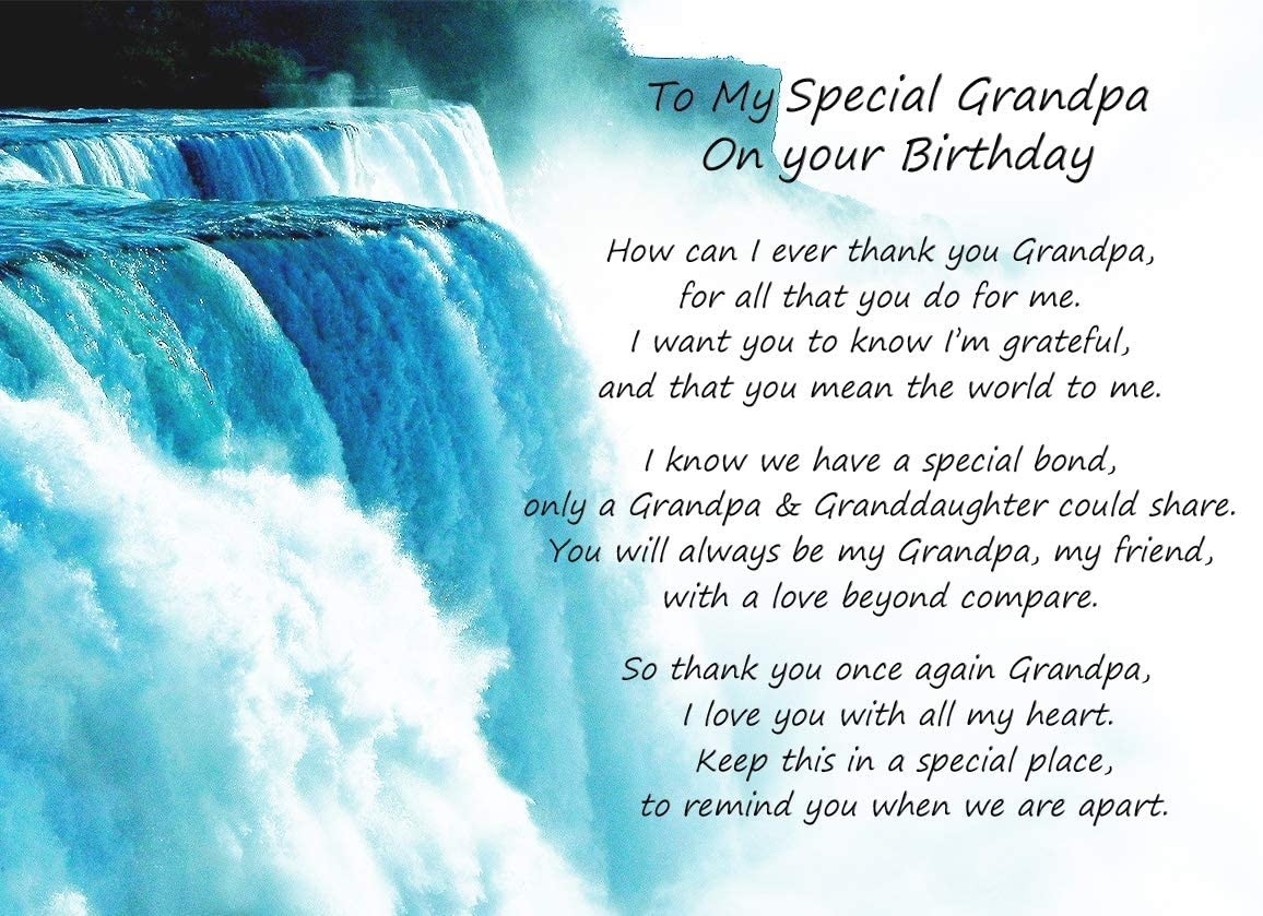 Birthday Poem Verse Greeting Card (Special Grandpa, from Granddaughter)