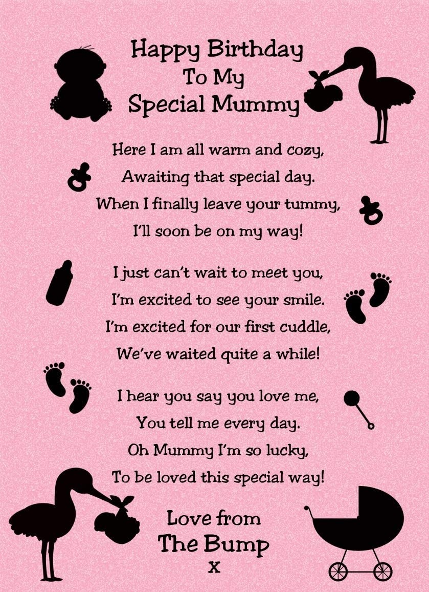from The Bump Poem Verse 'to My Special Mummy' Baby Pink Birthday Card