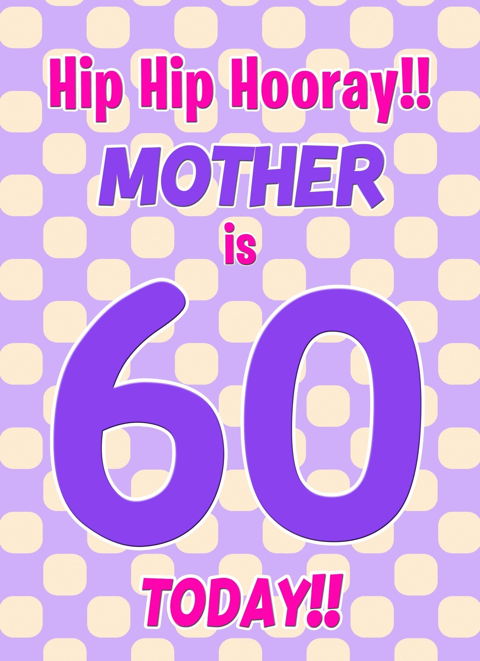 Mother 60th Birthday Card (Purple Spots)