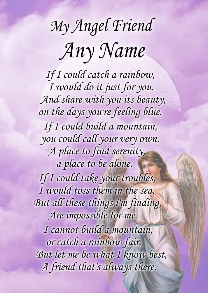 Personalised Angel Friend Poem Verse Greeting Card