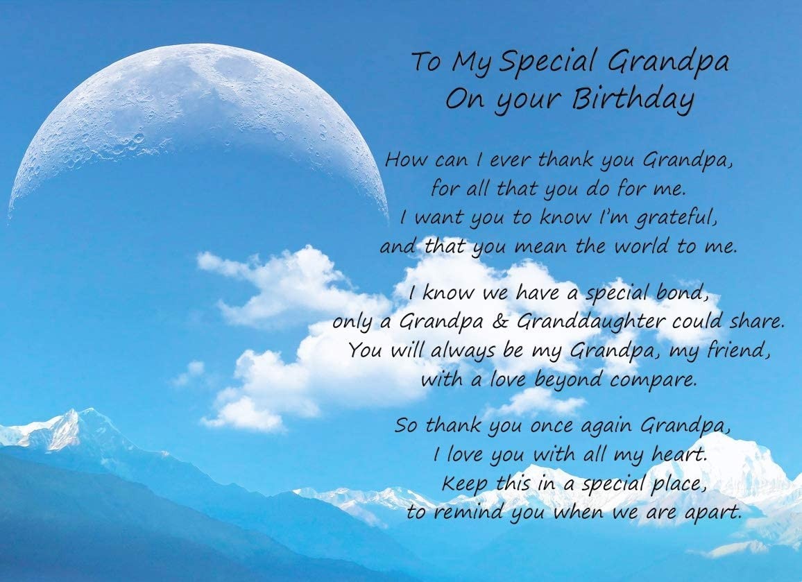 Birthday Poem Verse Greeting Card (Special Grandpa, from Granddaughter)