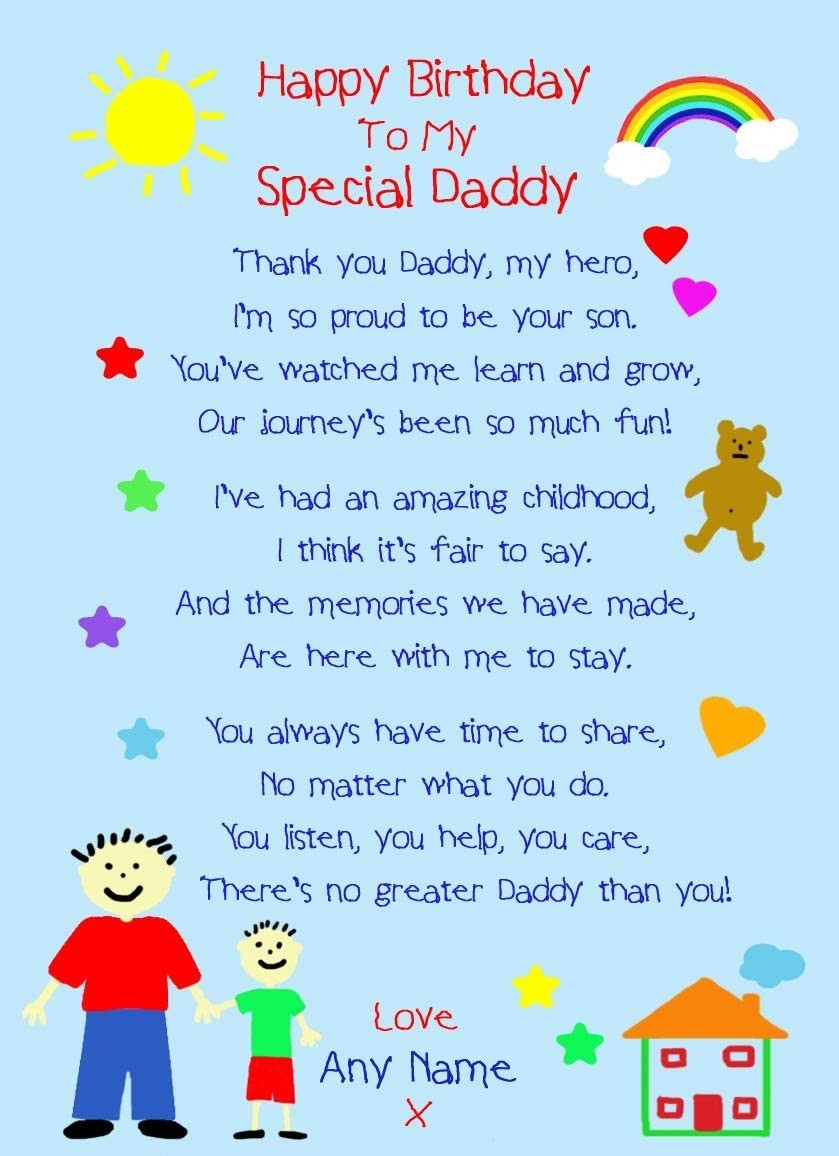 Personalised 'from The Kids' Poem Verse Birthday Card (Special Daddy, from Son)