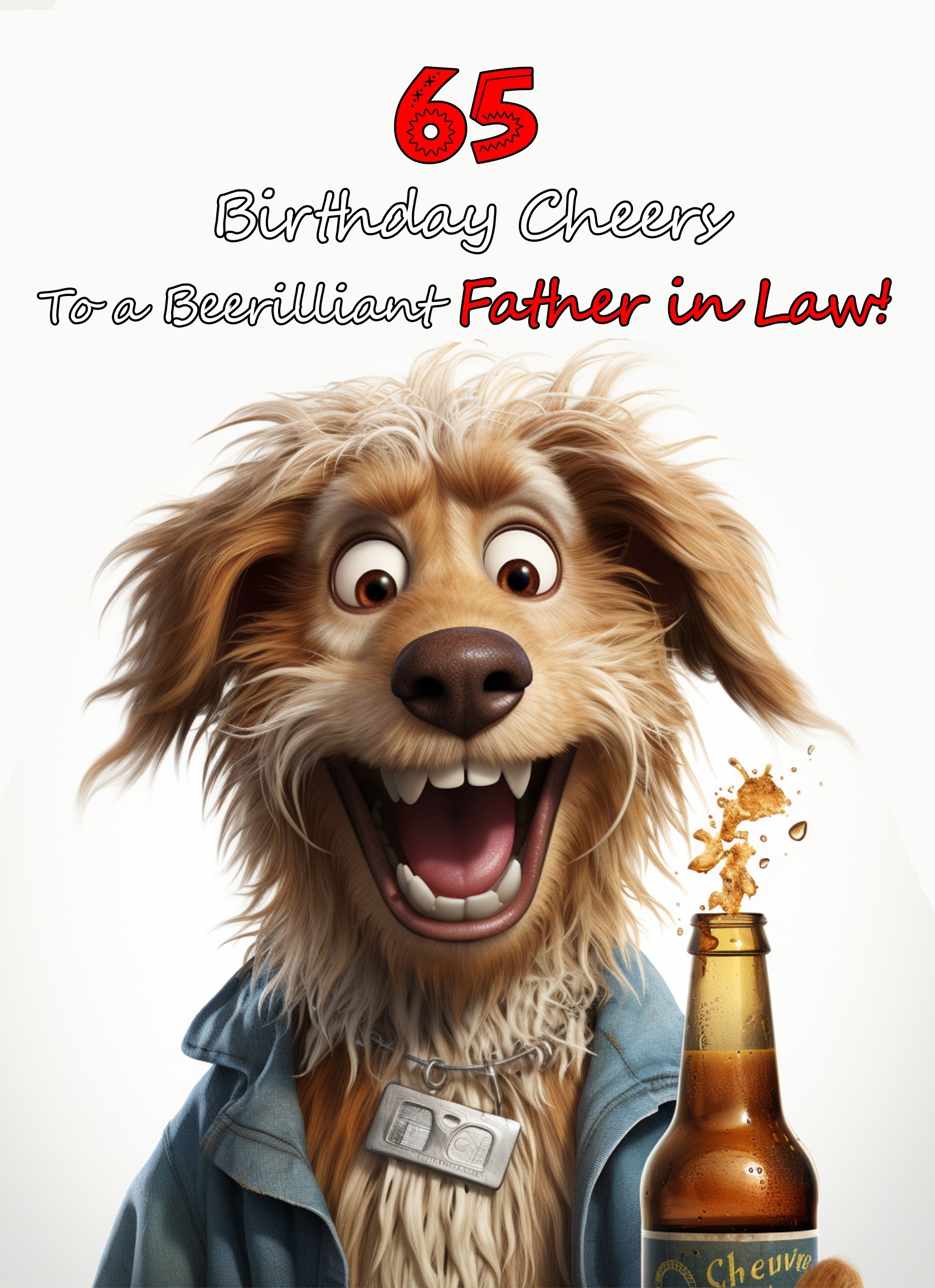 Father in Law 65th Birthday Card (Funny Beerilliant Birthday Cheers)