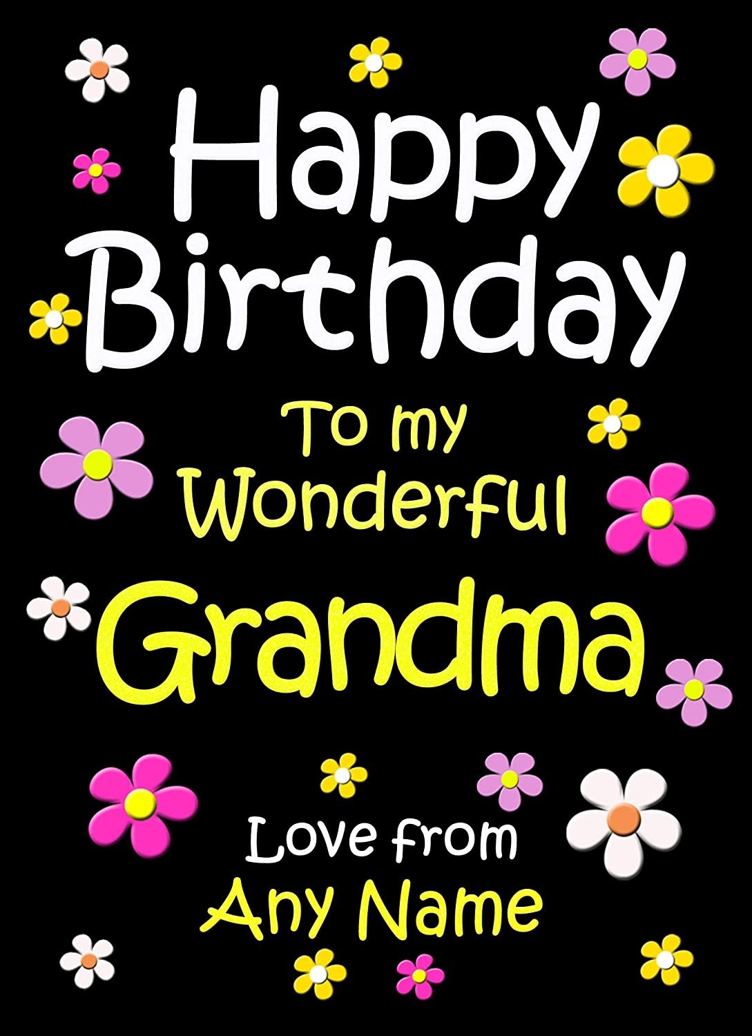 Personalised Grandma Birthday Card (Black)