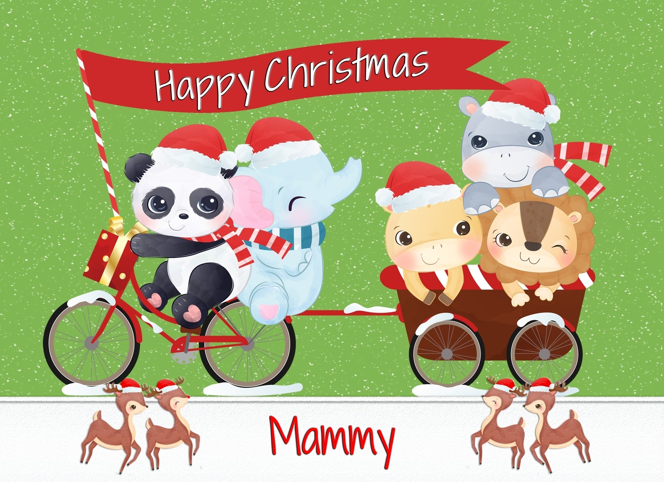 Christmas Card For Mammy (Green Animals)