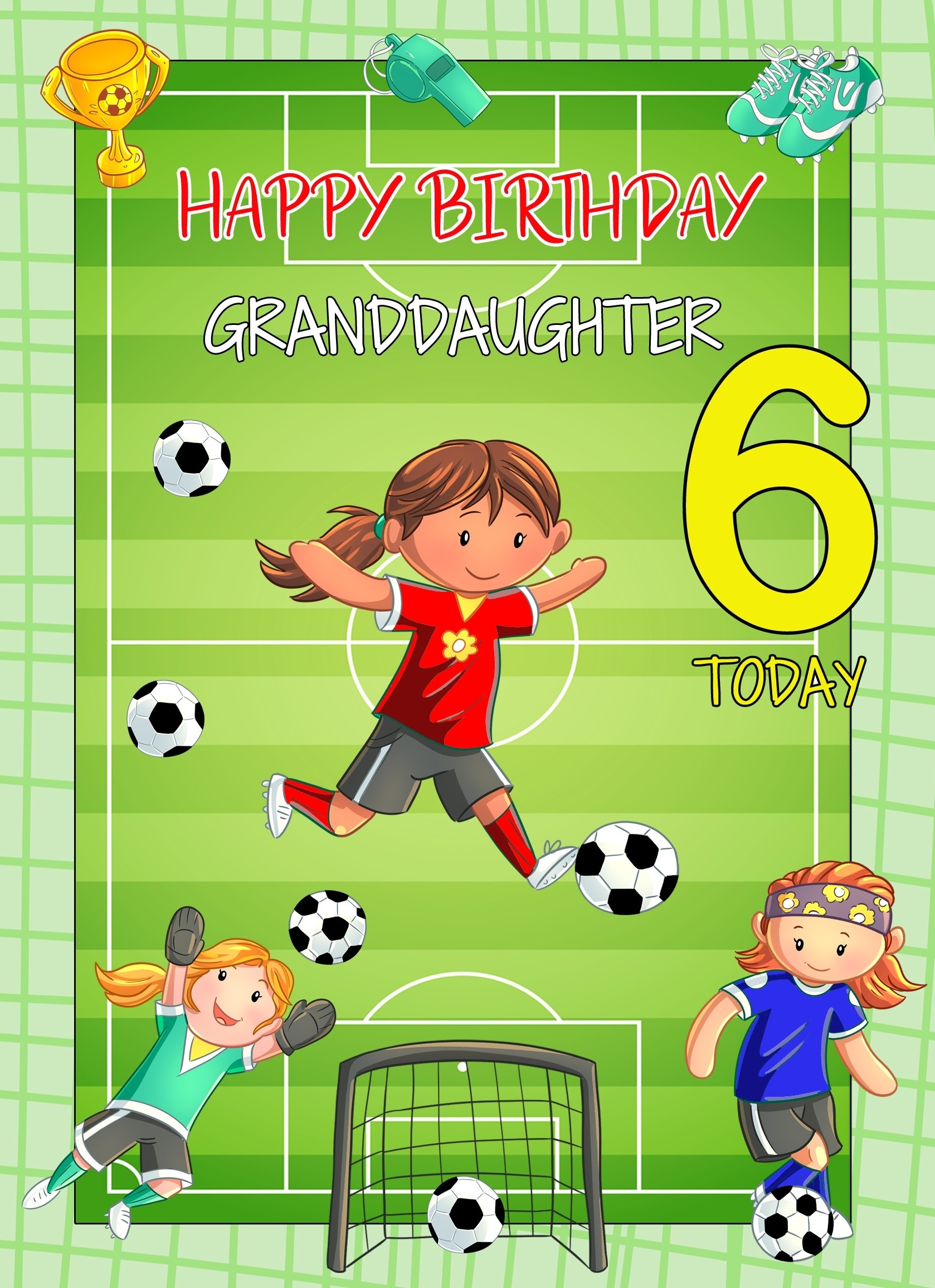 Kids 6th Birthday Football Card for Granddaughter