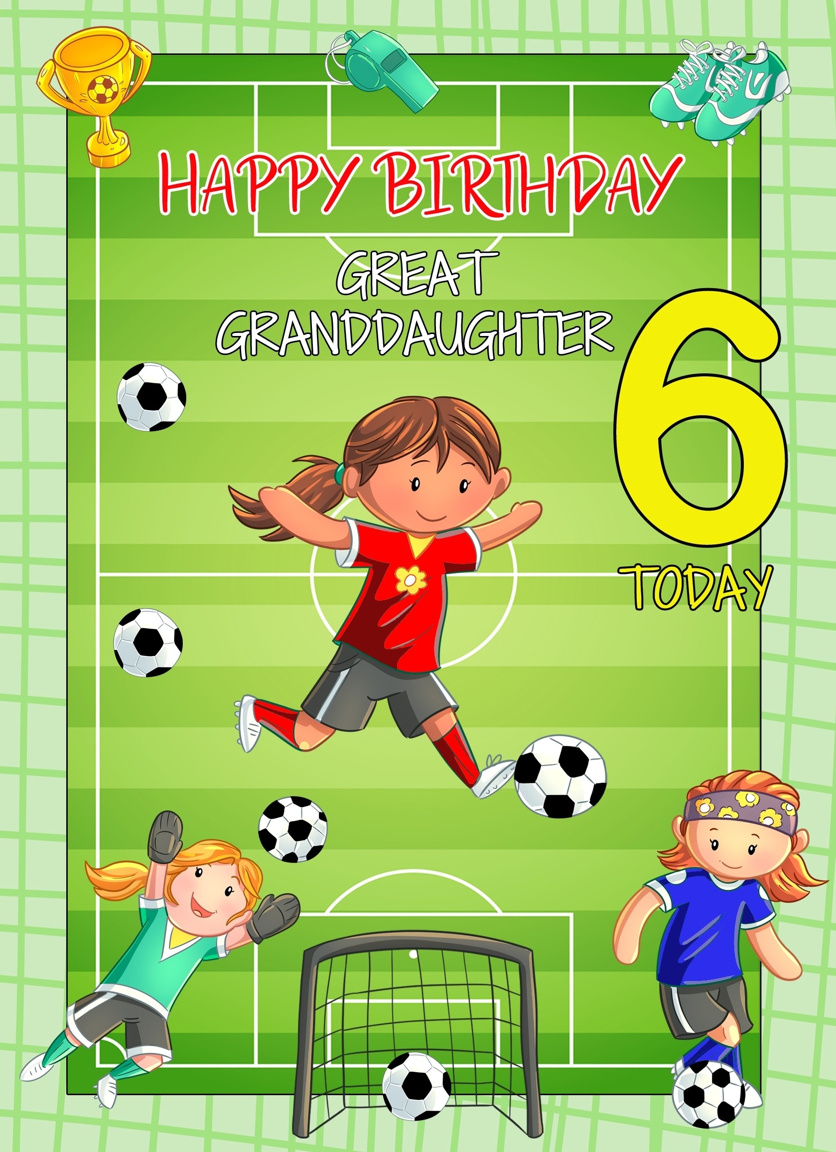 Kids 6th Birthday Football Card for Great Granddaughter