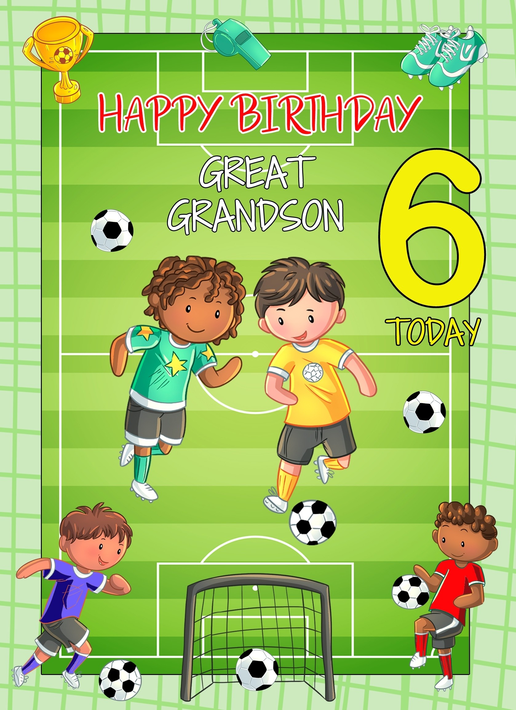 Kids 6th Birthday Football Card for Great Grandson