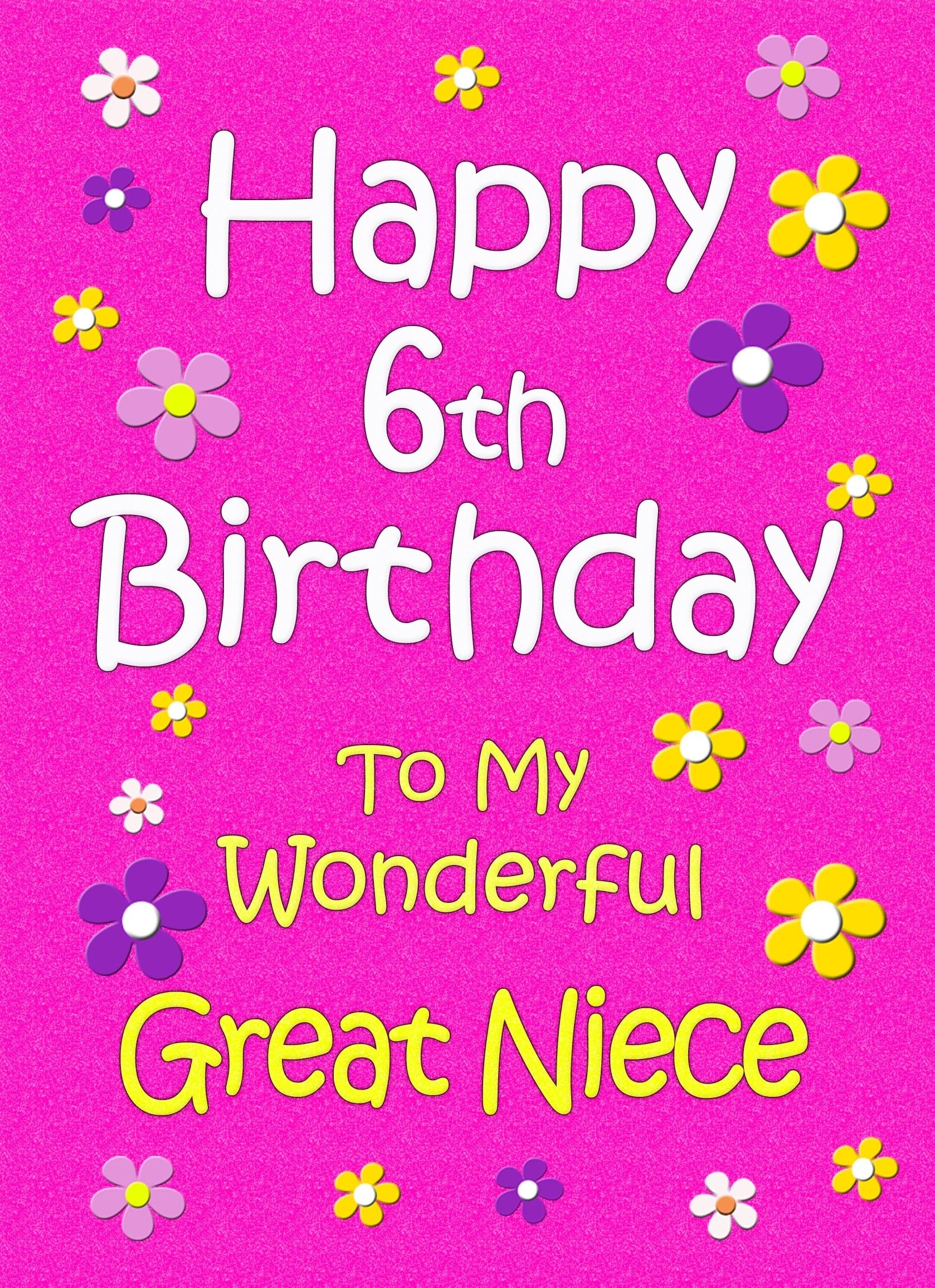 Great Niece 6th Birthday Card (Pink)