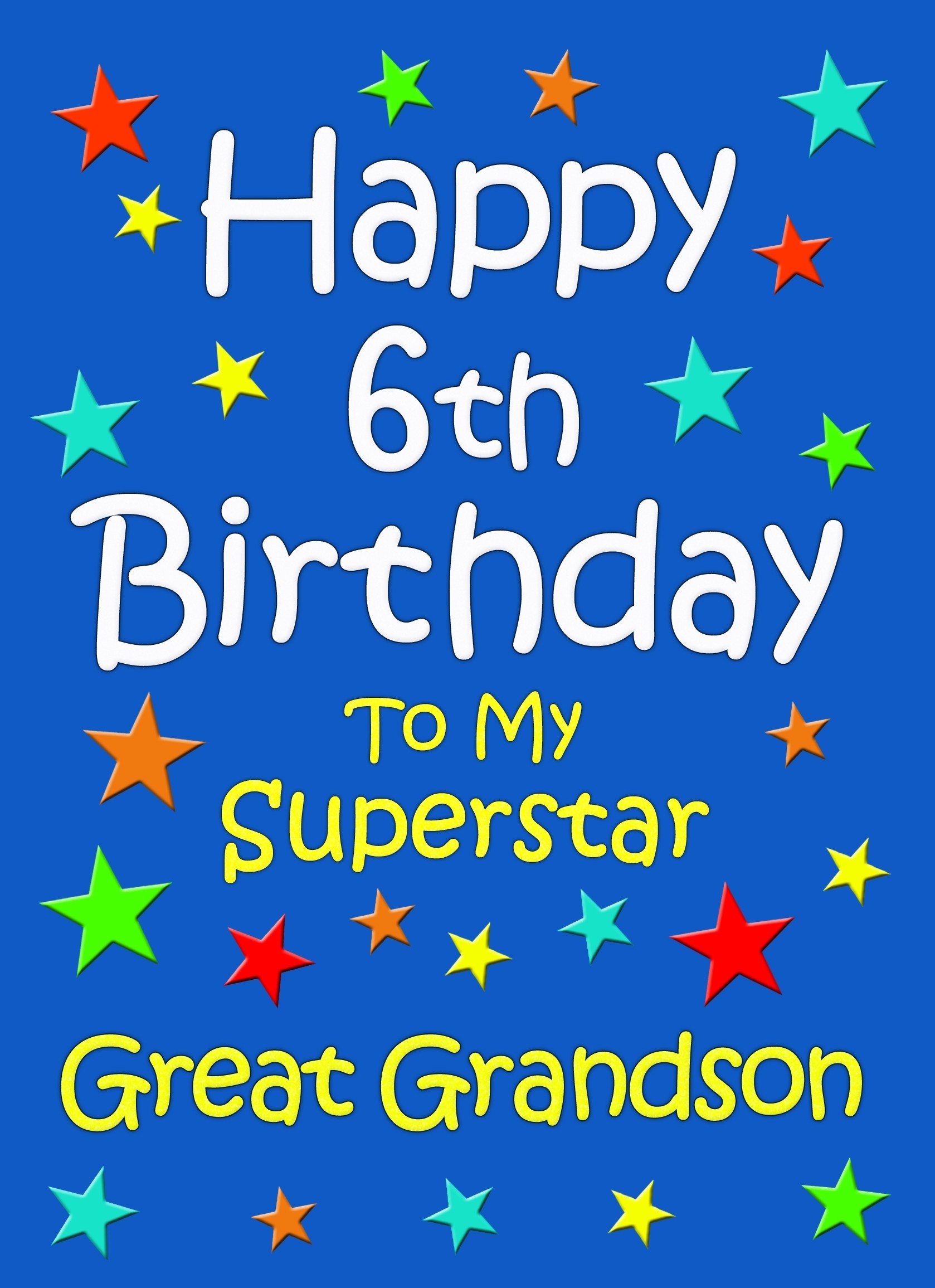 Great Grandson 6th Birthday Card (Blue)