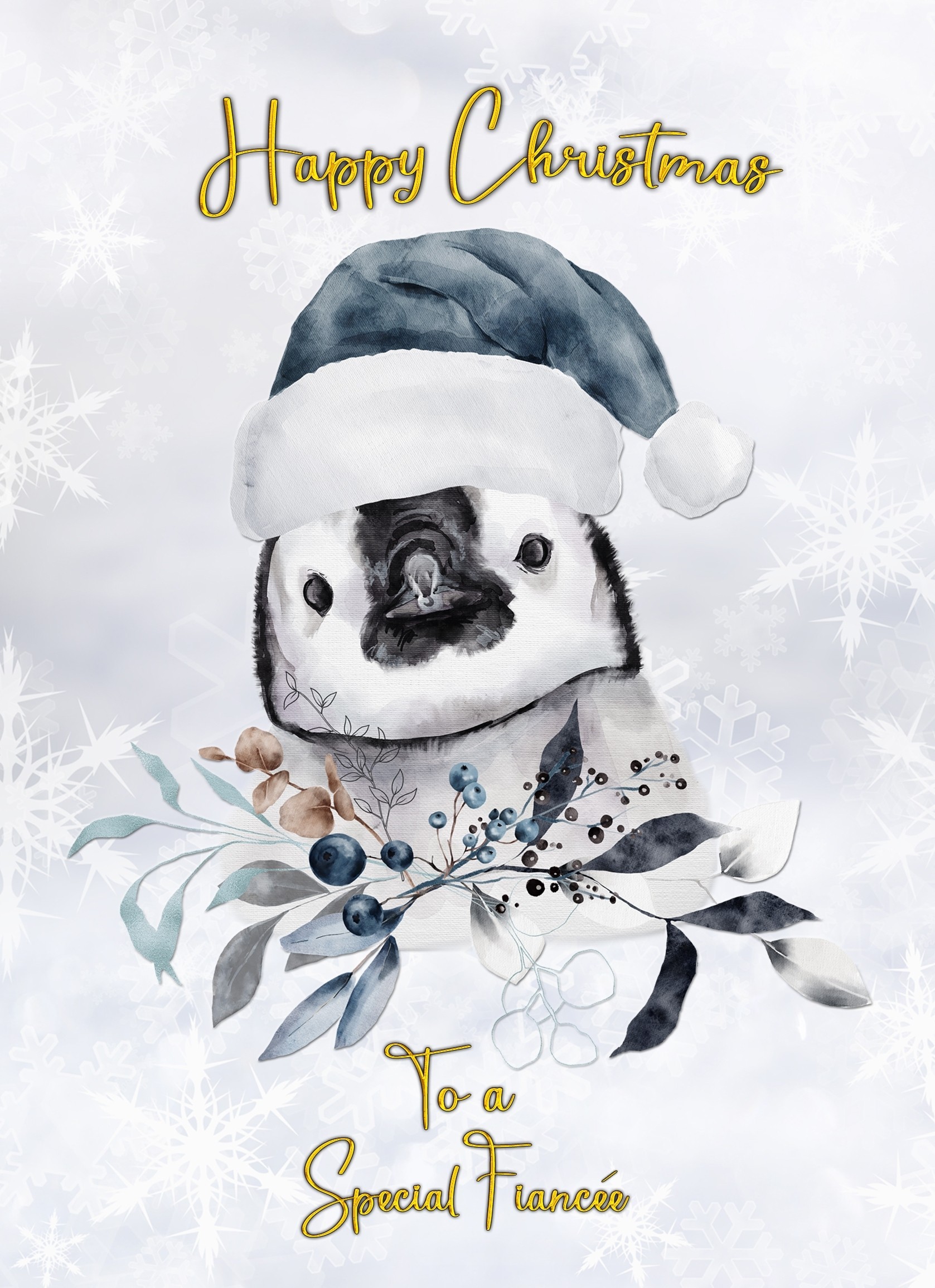 Christmas Card For Fiancee (Penguin)