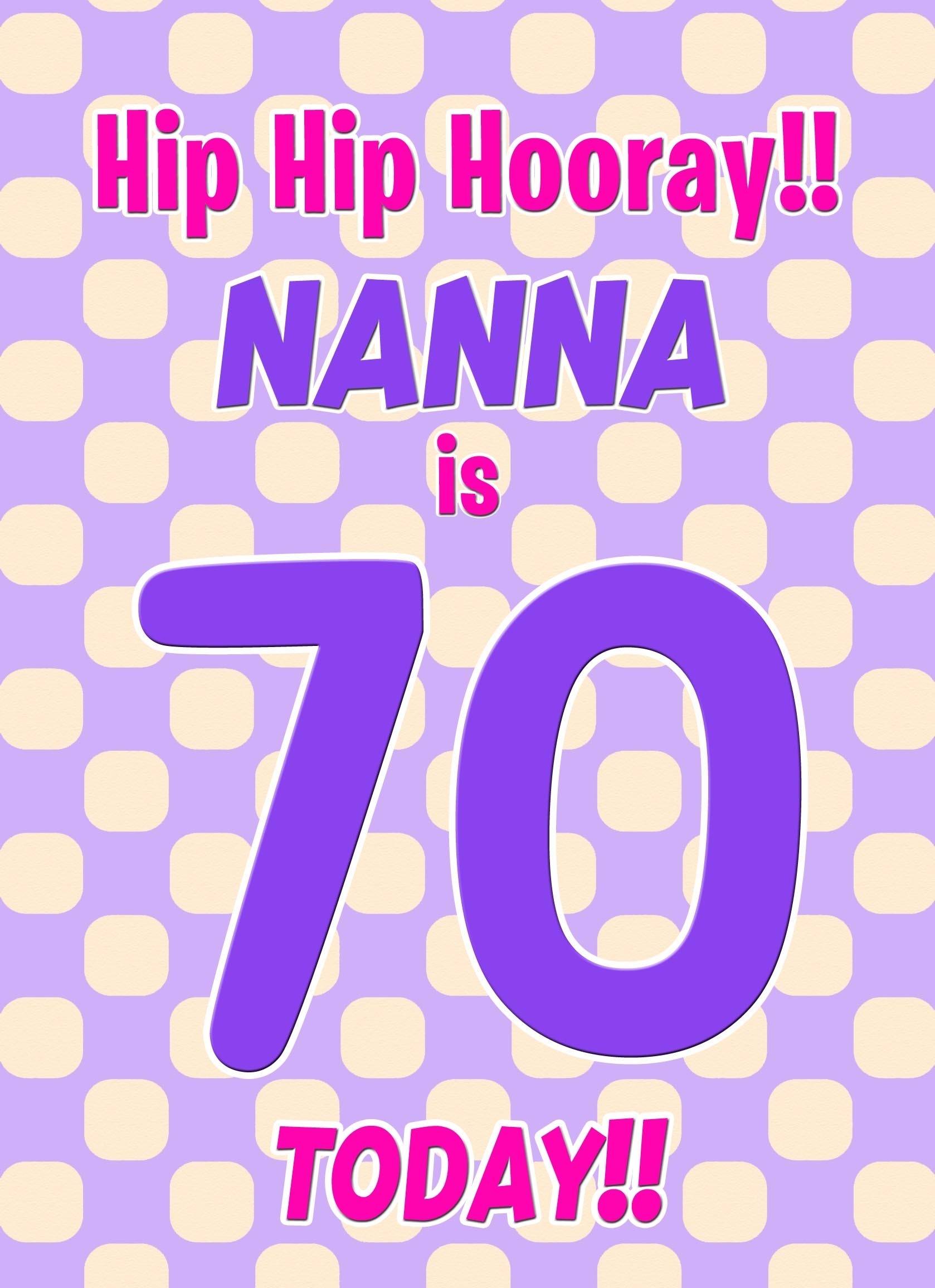 Nanna 70th Birthday Card (Purple Spots)