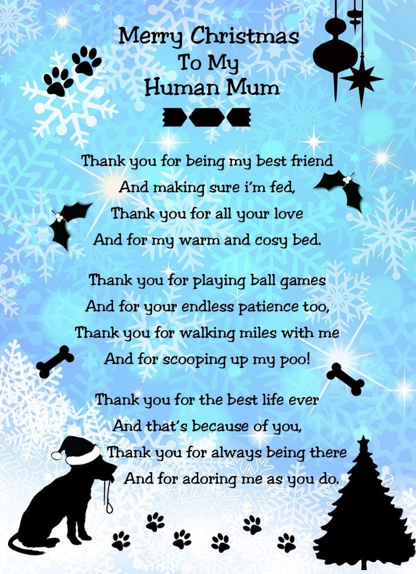 from The Dog Verse Poem Christmas Card (Snowflake, Merry Christmas, Human Mum)