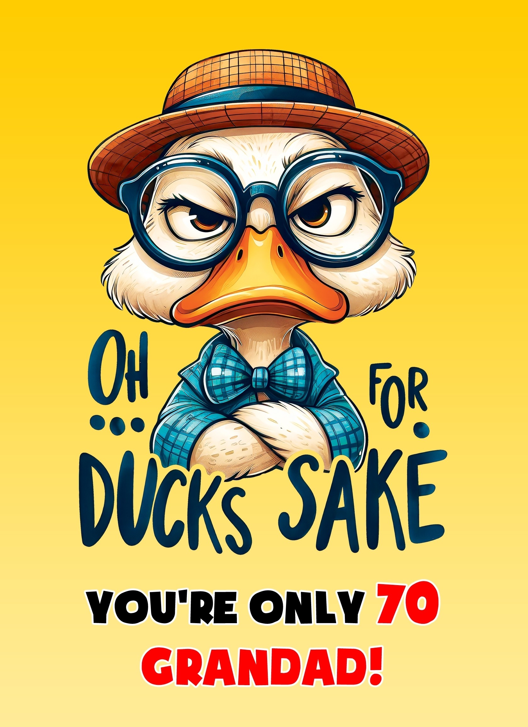 Grandad 70th Birthday Card (Funny Duck Humour)