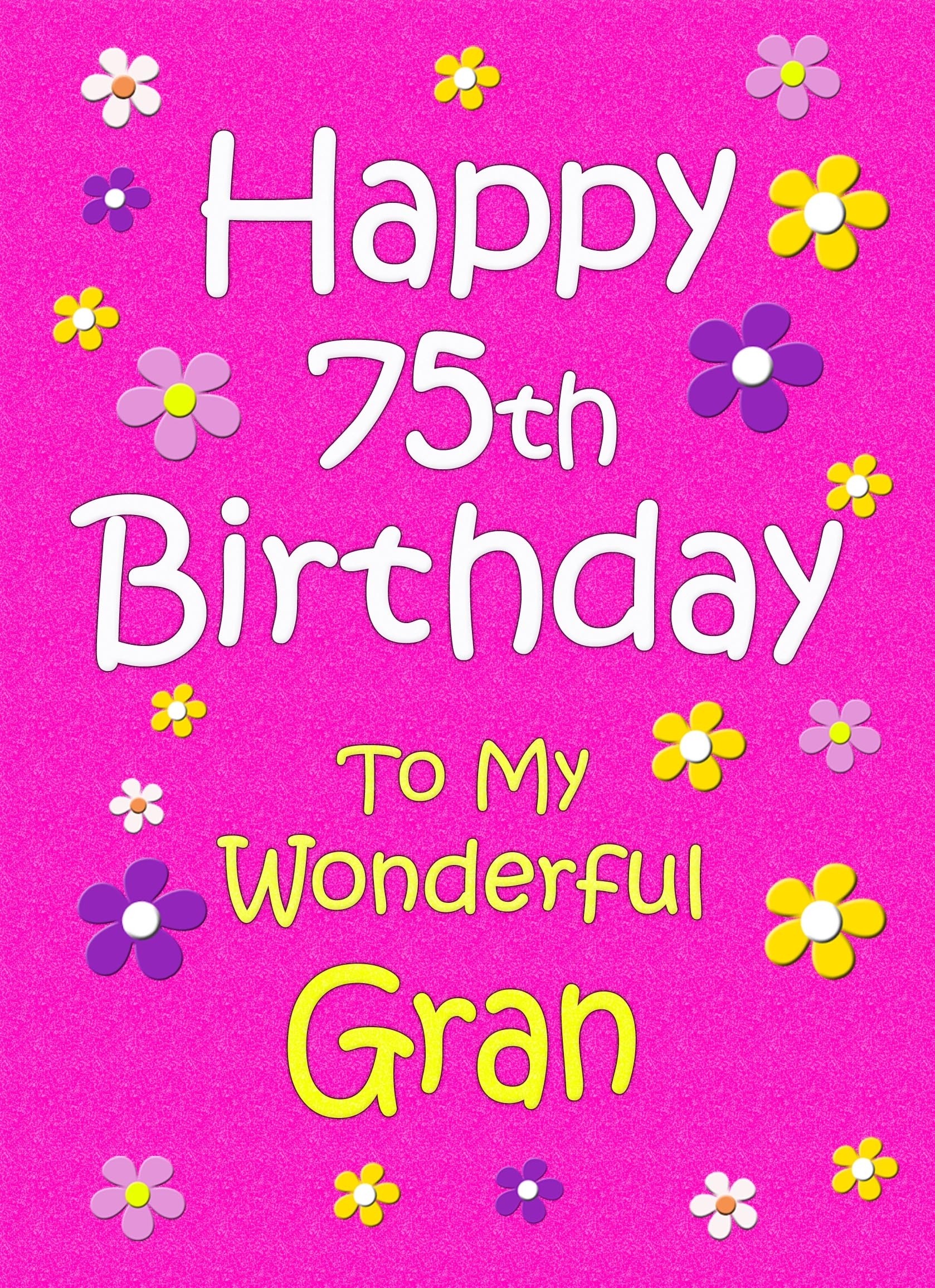 Gran 75th Birthday Card (Pink)