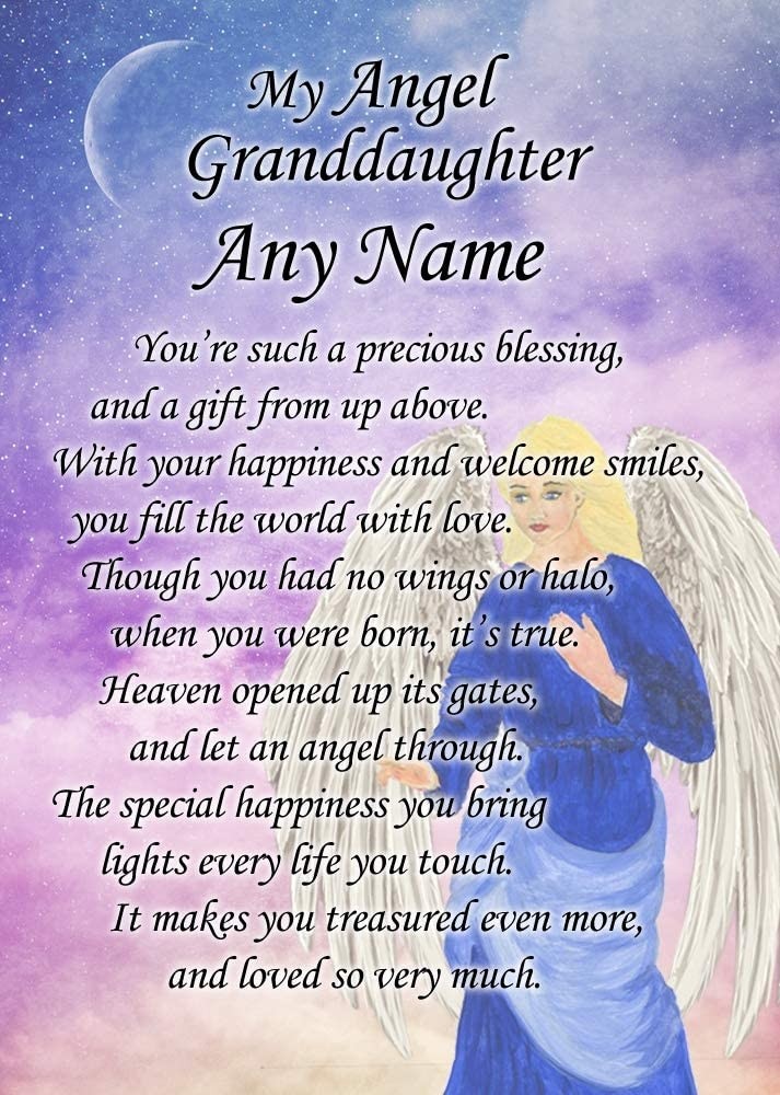 Personalised Angel Granddaughter Poem Verse Greeting Card