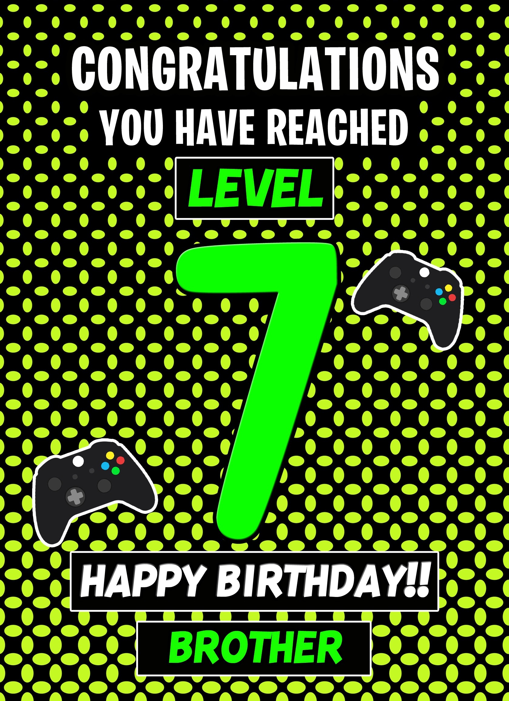 Brother 7th Birthday Card (Level Up Gamer)
