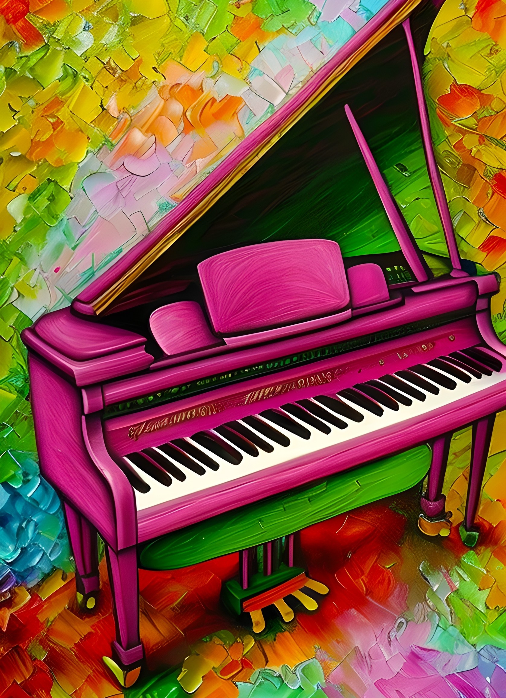 Piano Instrument Colourful Art Blank Greeting Card