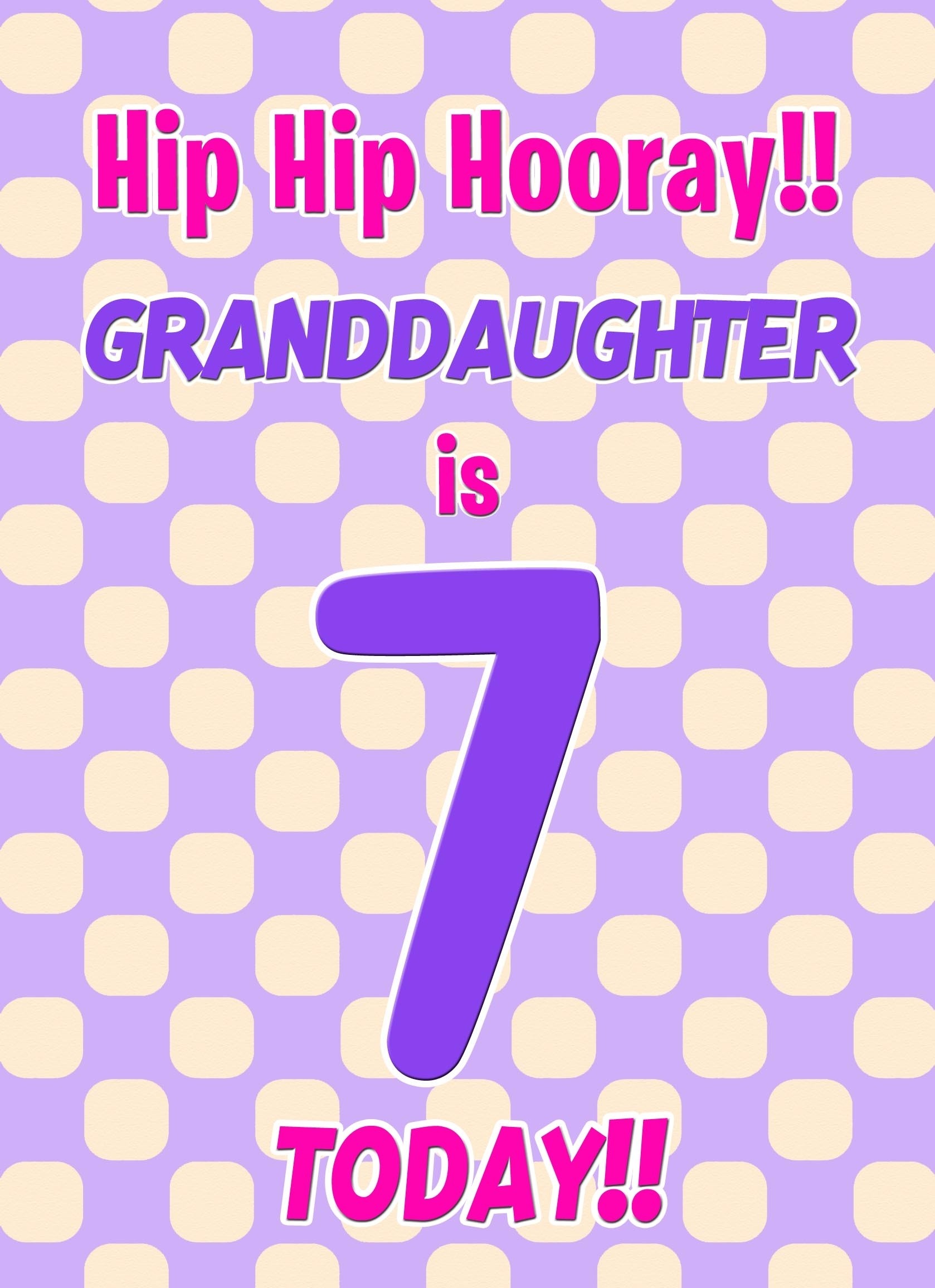 Granddaughter 7th Birthday Card (Purple Spots)