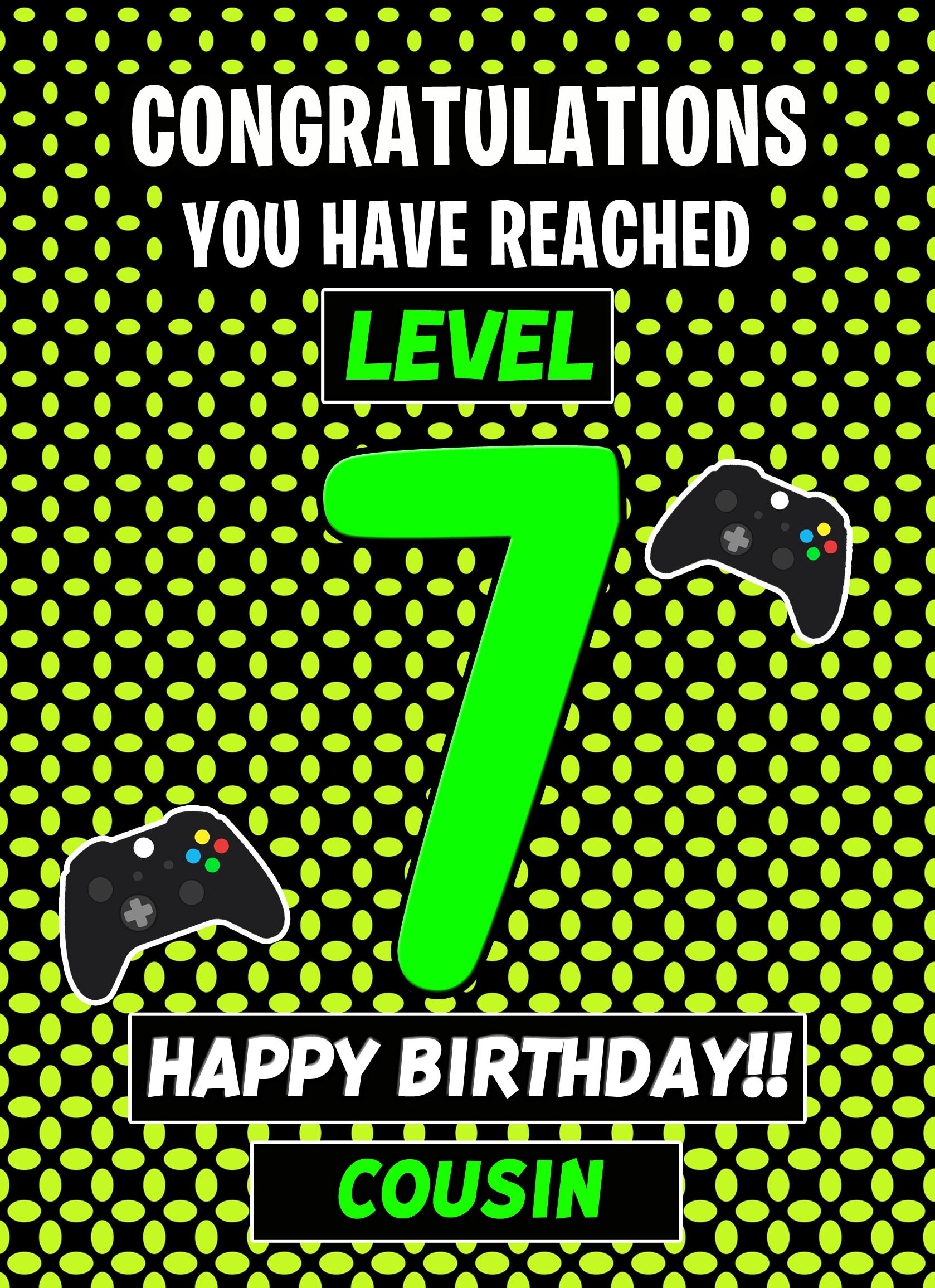 Cousin 7th Birthday Card (Level Up Gamer)