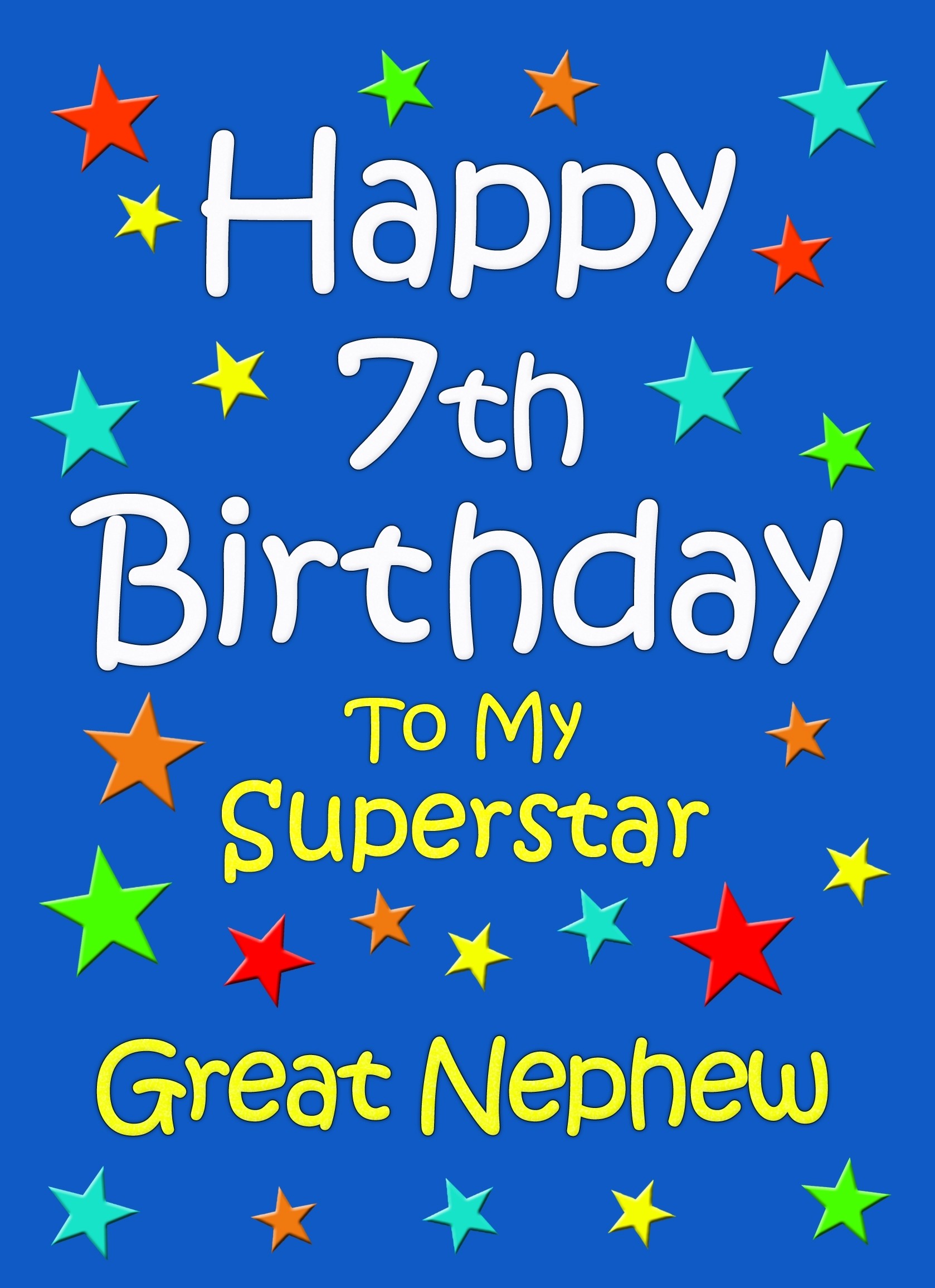 Great Nephew 7th Birthday Card (Blue)