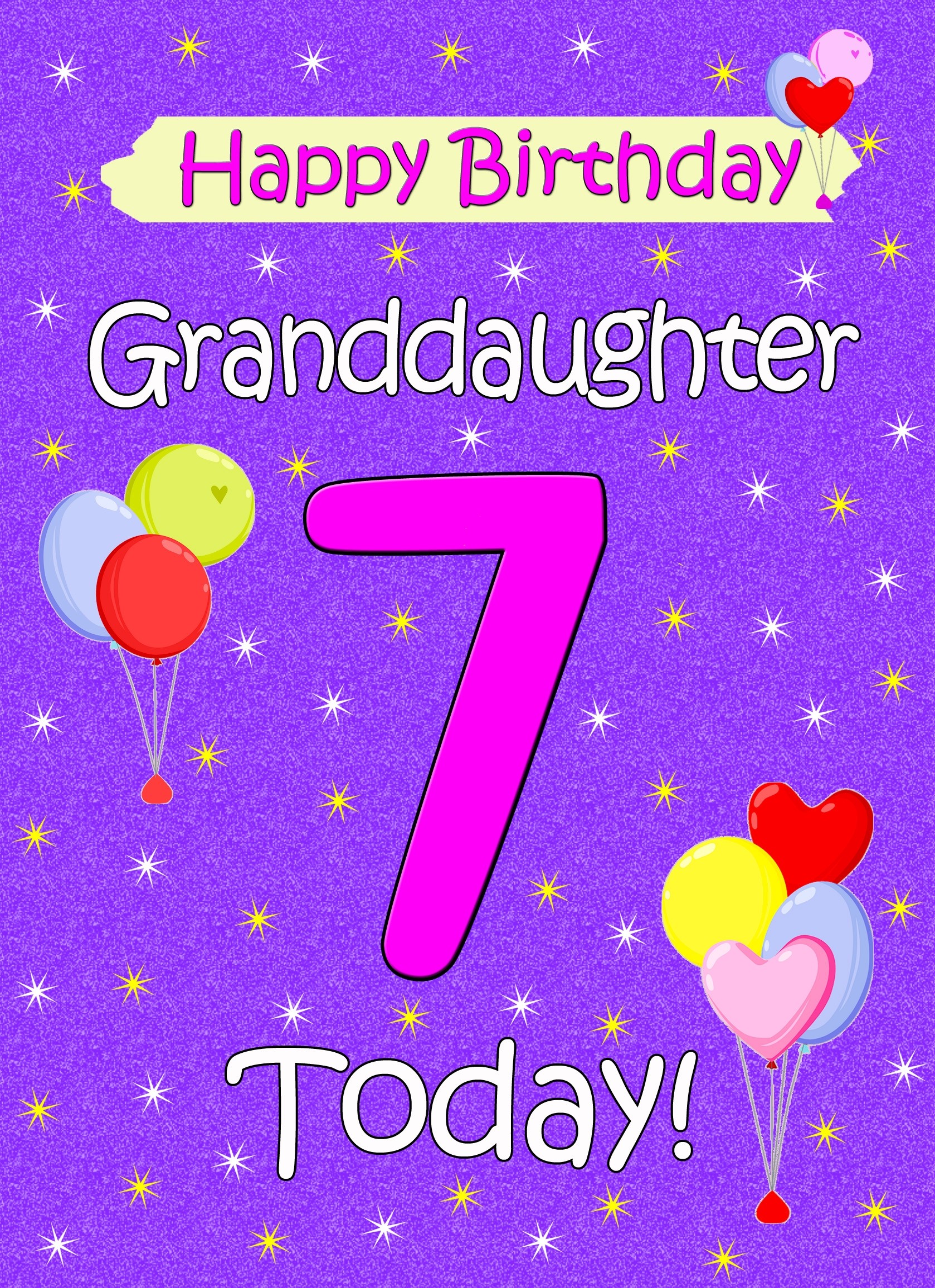 Granddaughter 7th Birthday Card (Lilac)