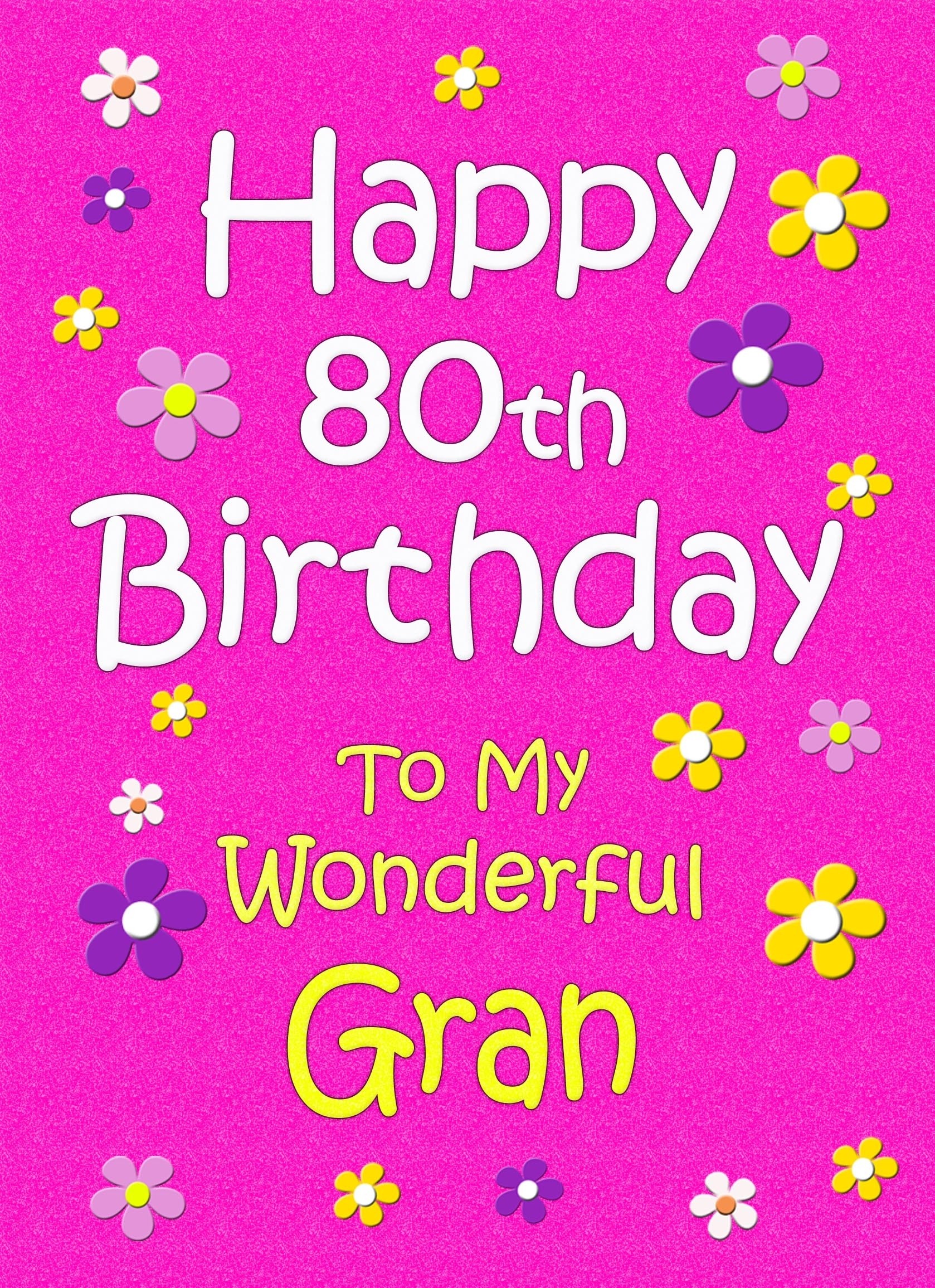 Gran 80th Birthday Card (Pink)