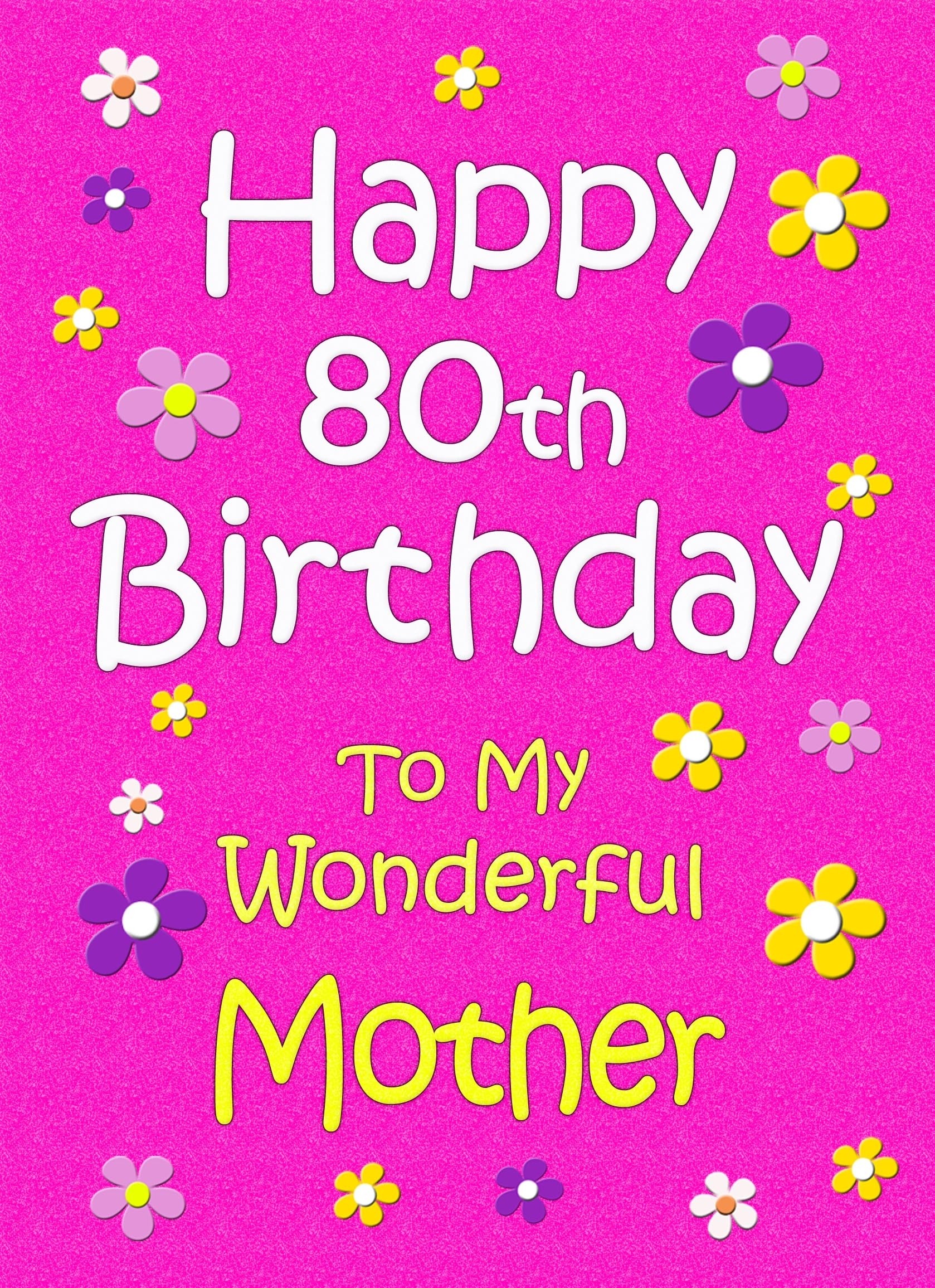 Mother 80th Birthday Card (Pink)