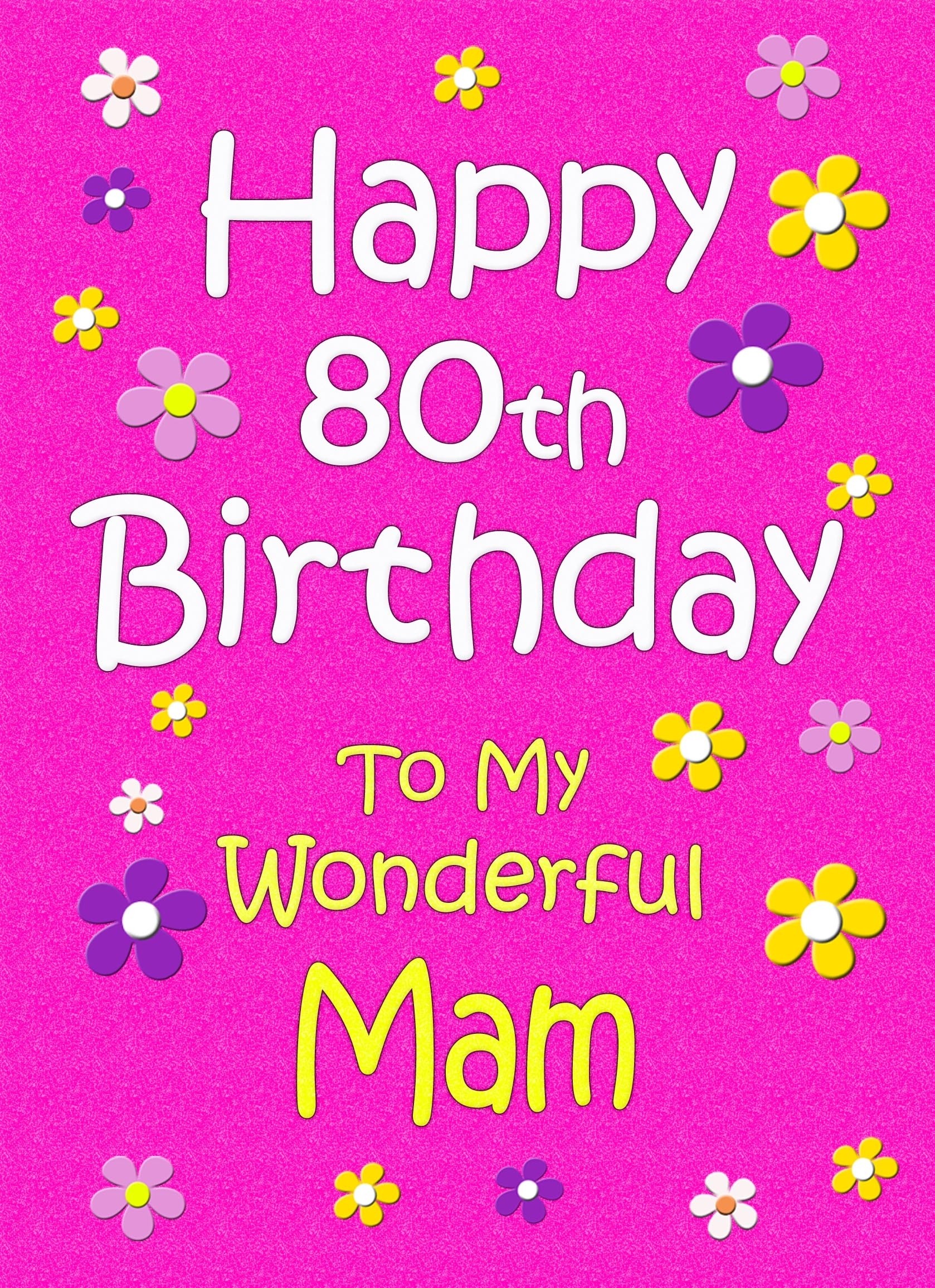 Mam 80th Birthday Card (Pink)