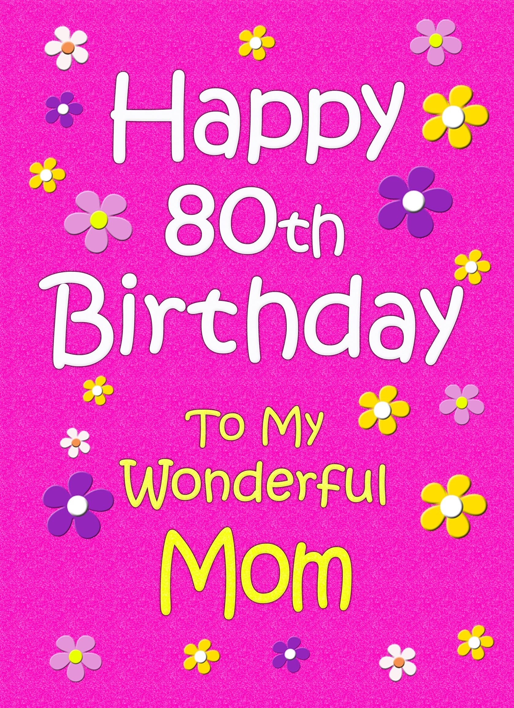 Mom 80th Birthday Card (Pink)