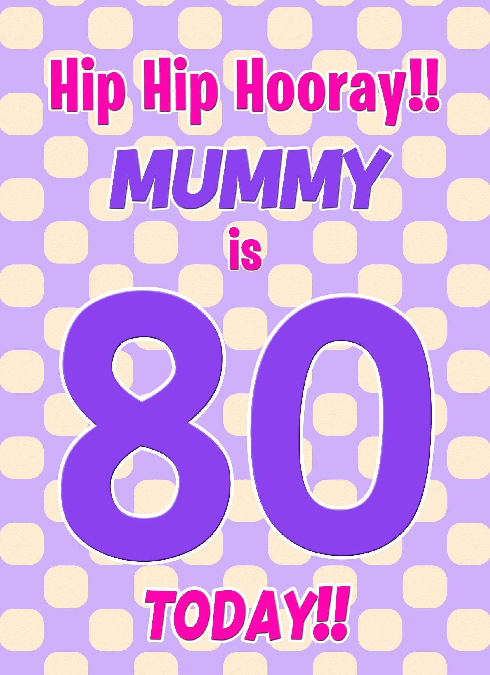 Mummy 80th Birthday Card (Purple Spots)